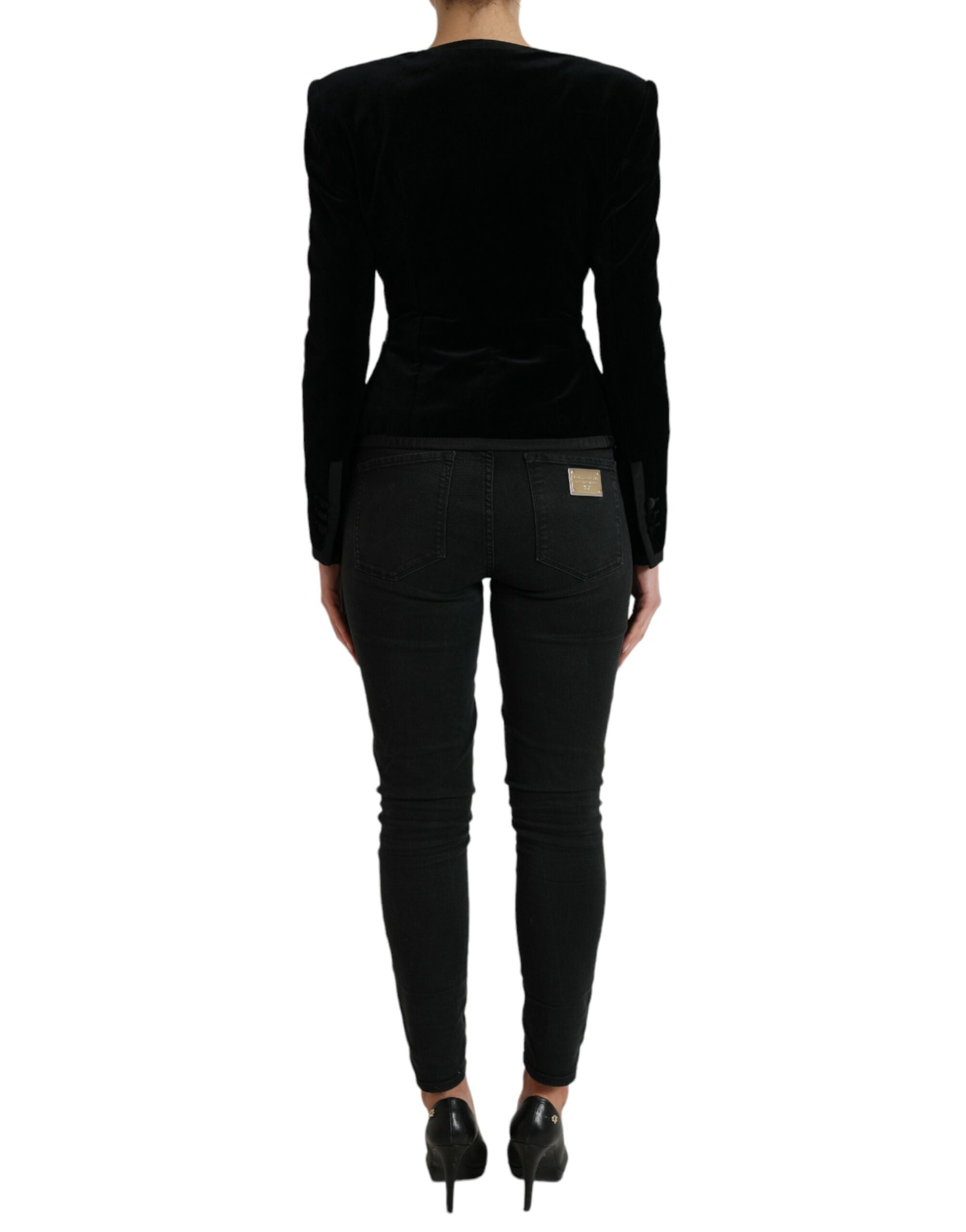Chaqueta cruzada de Dolce & Gabbana en terciopelo de algodón negro-3