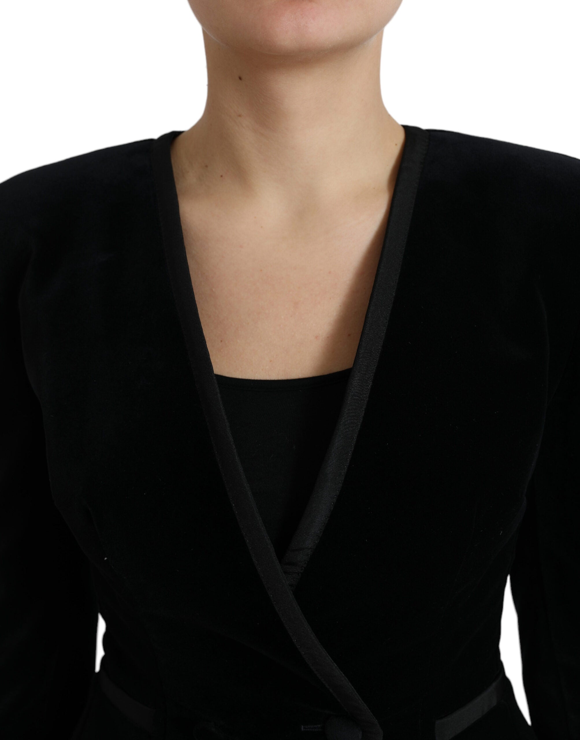Chaqueta cruzada de Dolce & Gabbana en terciopelo de algodón negro-4
