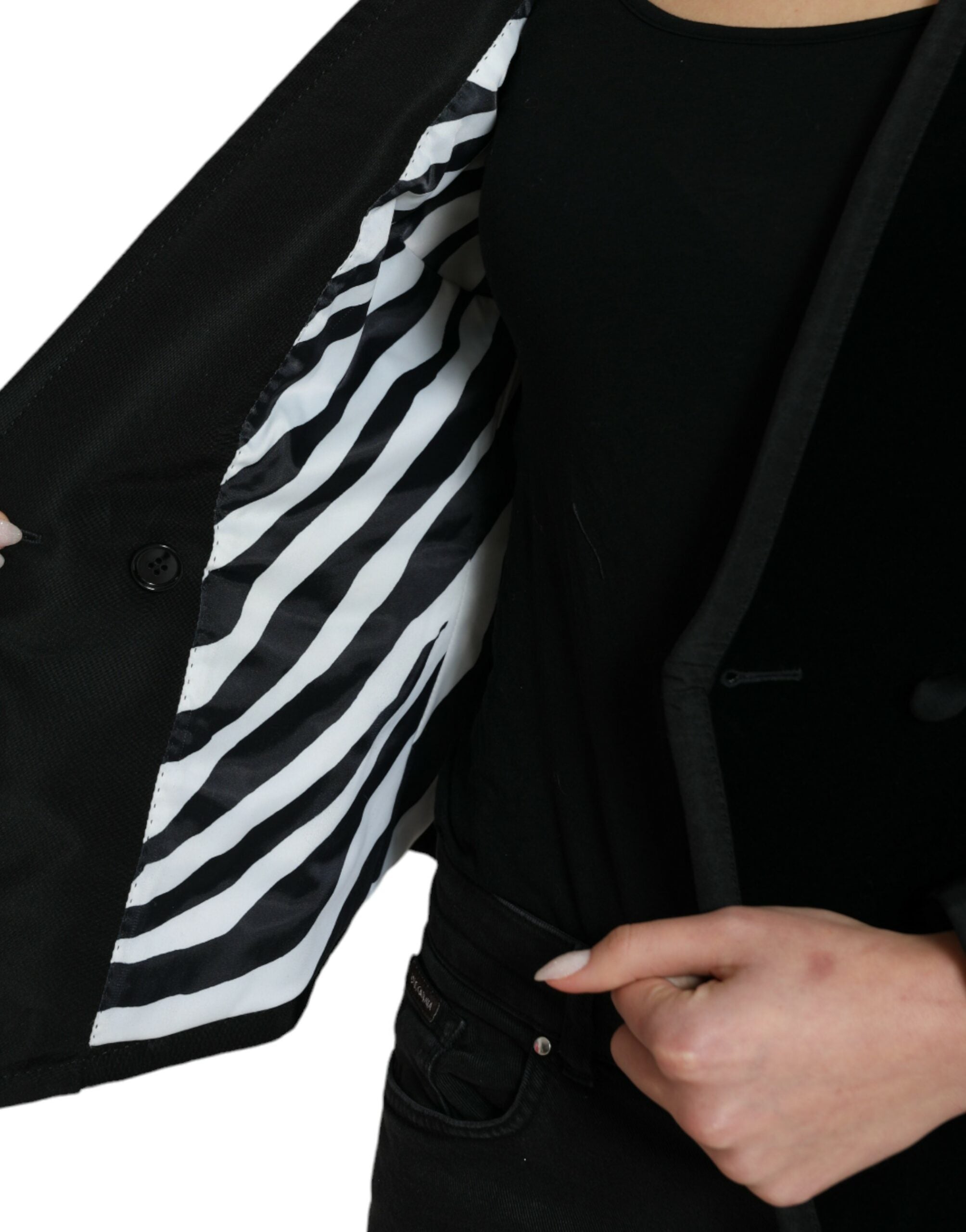 Chaqueta cruzada de Dolce & Gabbana en terciopelo de algodón negro-6