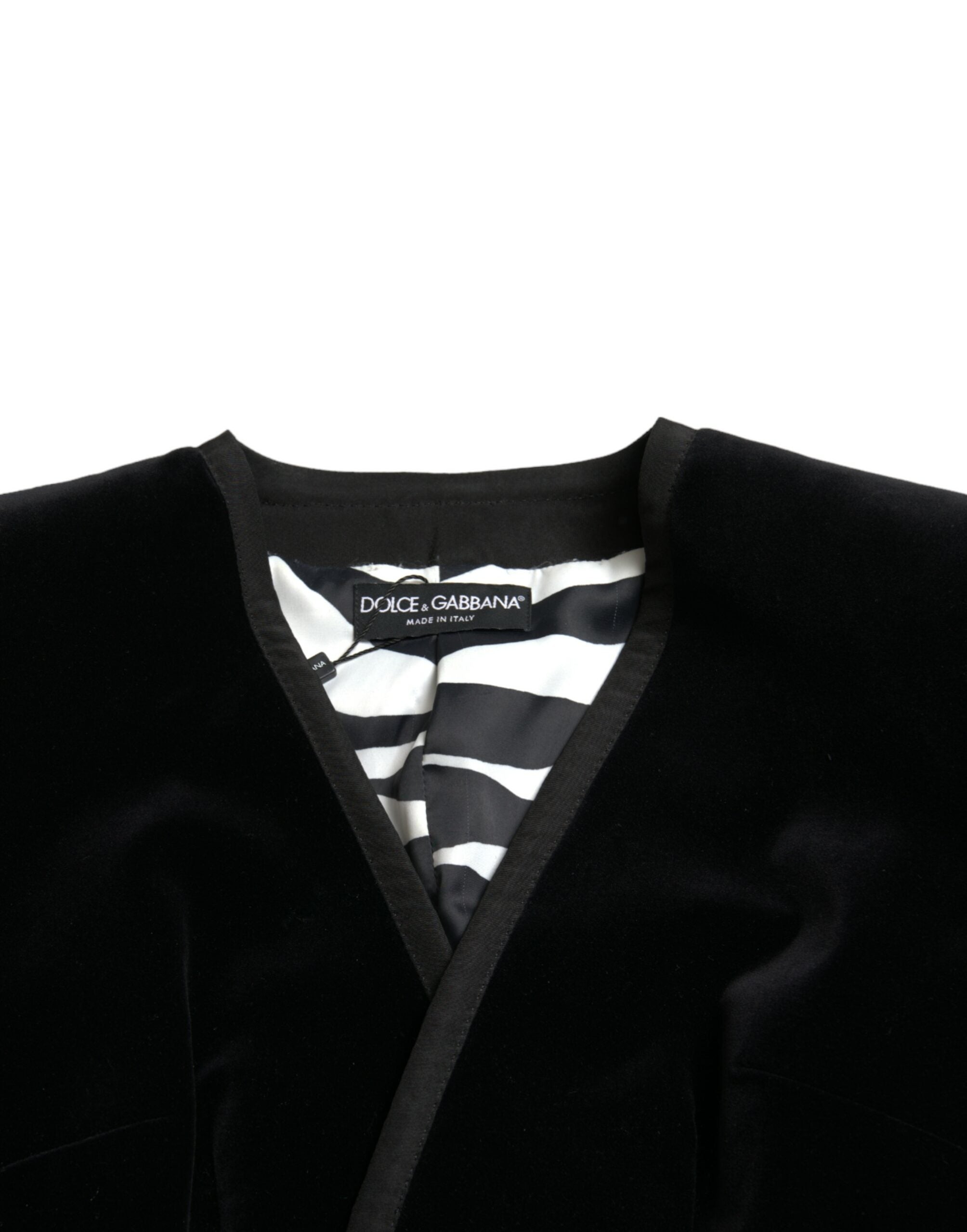 Chaqueta cruzada de Dolce & Gabbana en terciopelo de algodón negro-7