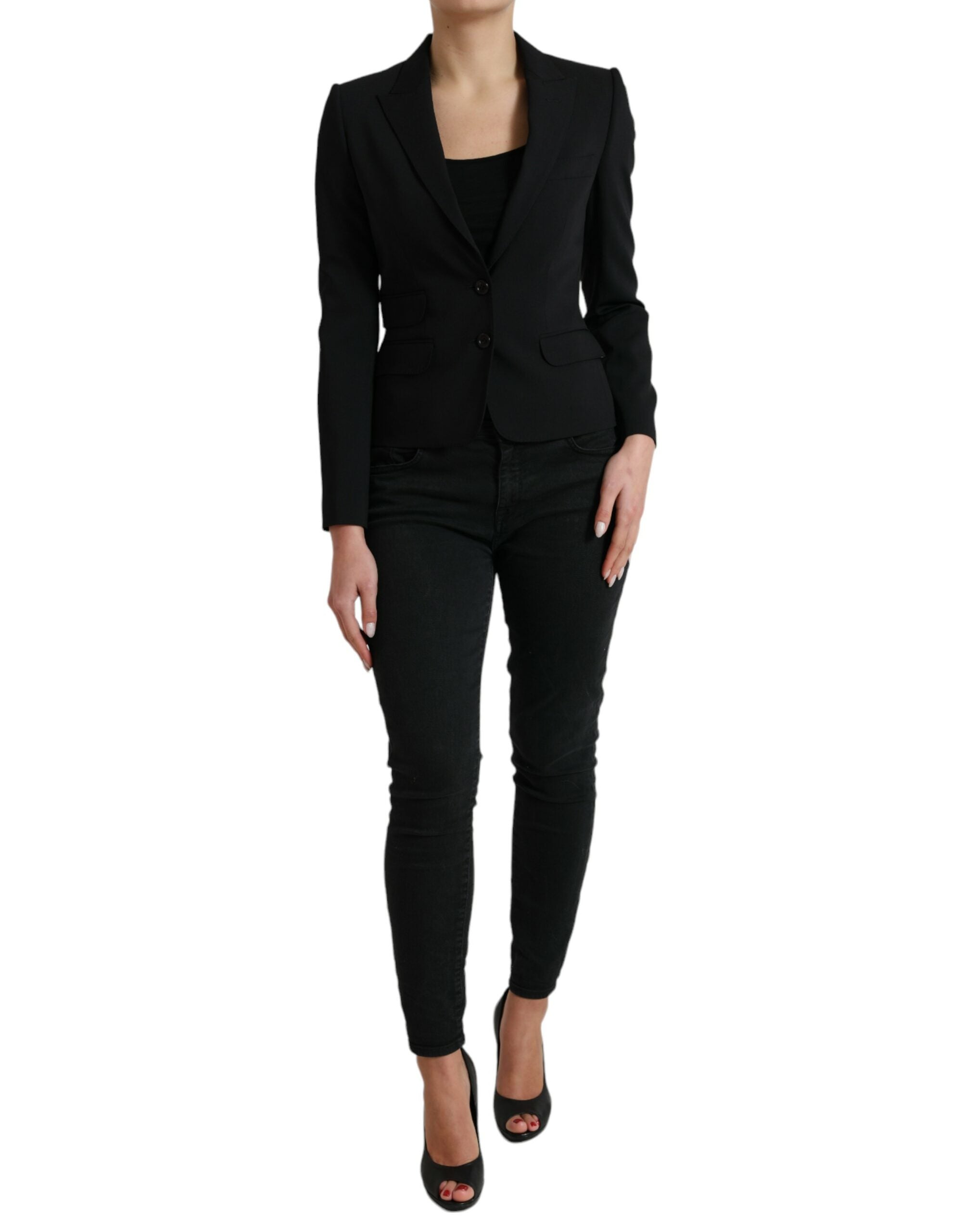 Dolce & Gabbana Black Single-Breasted Wool Blazer Coat Jacket-1