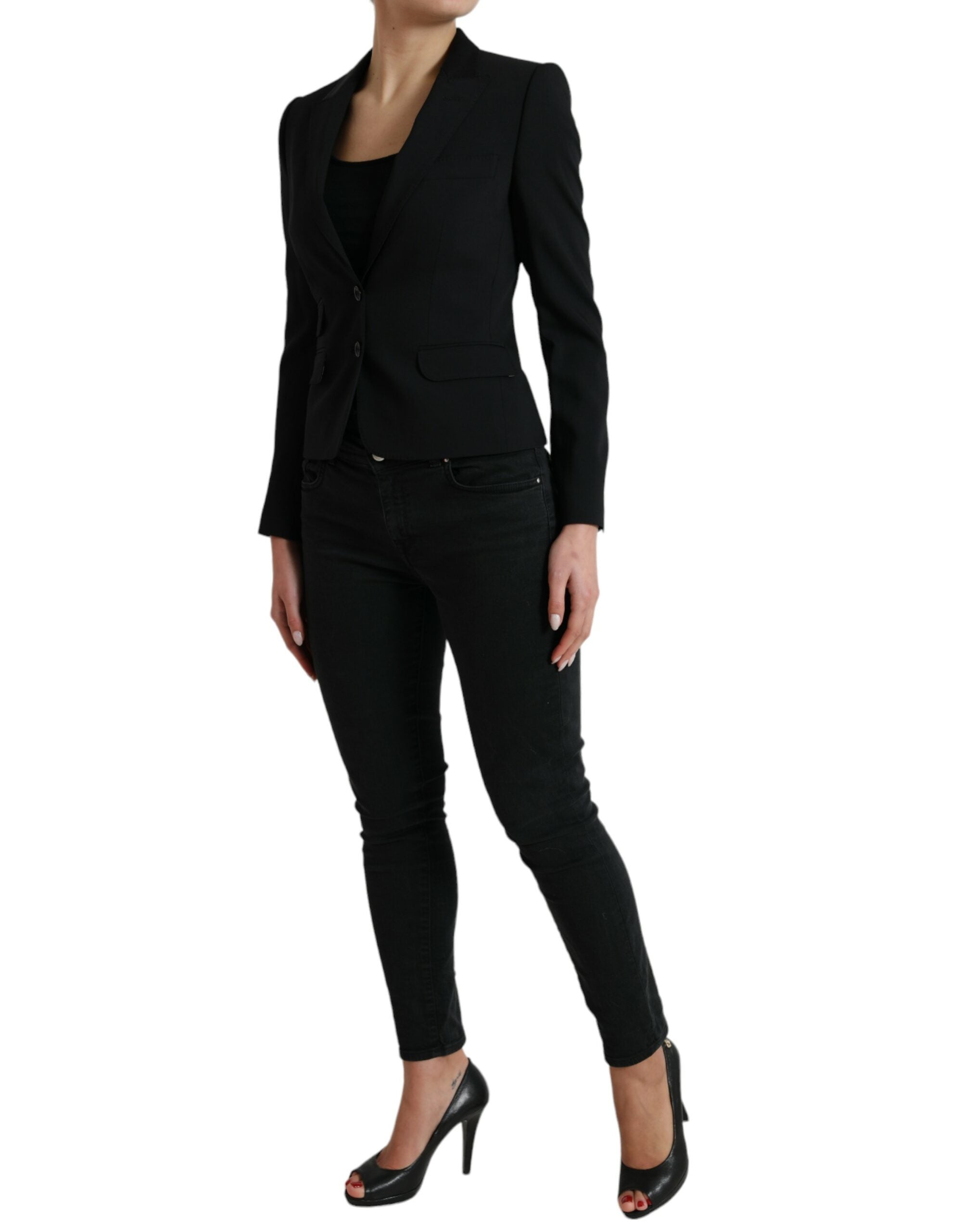 Dolce & Gabbana Black Single-Breasted Wool Blazer Coat Jacket-2