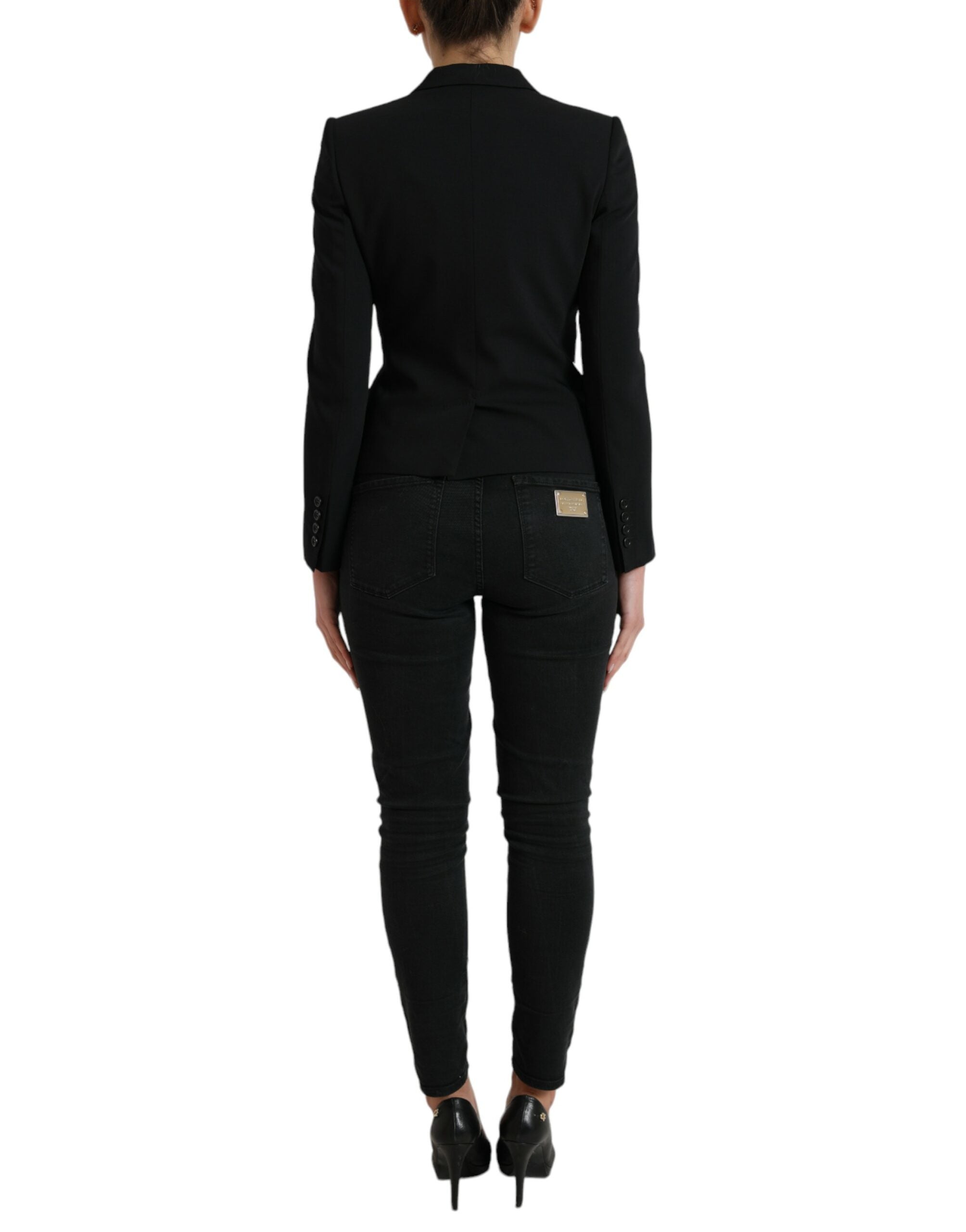 Dolce & Gabbana Black Single-Breasted Wool Blazer Coat Jacket-3