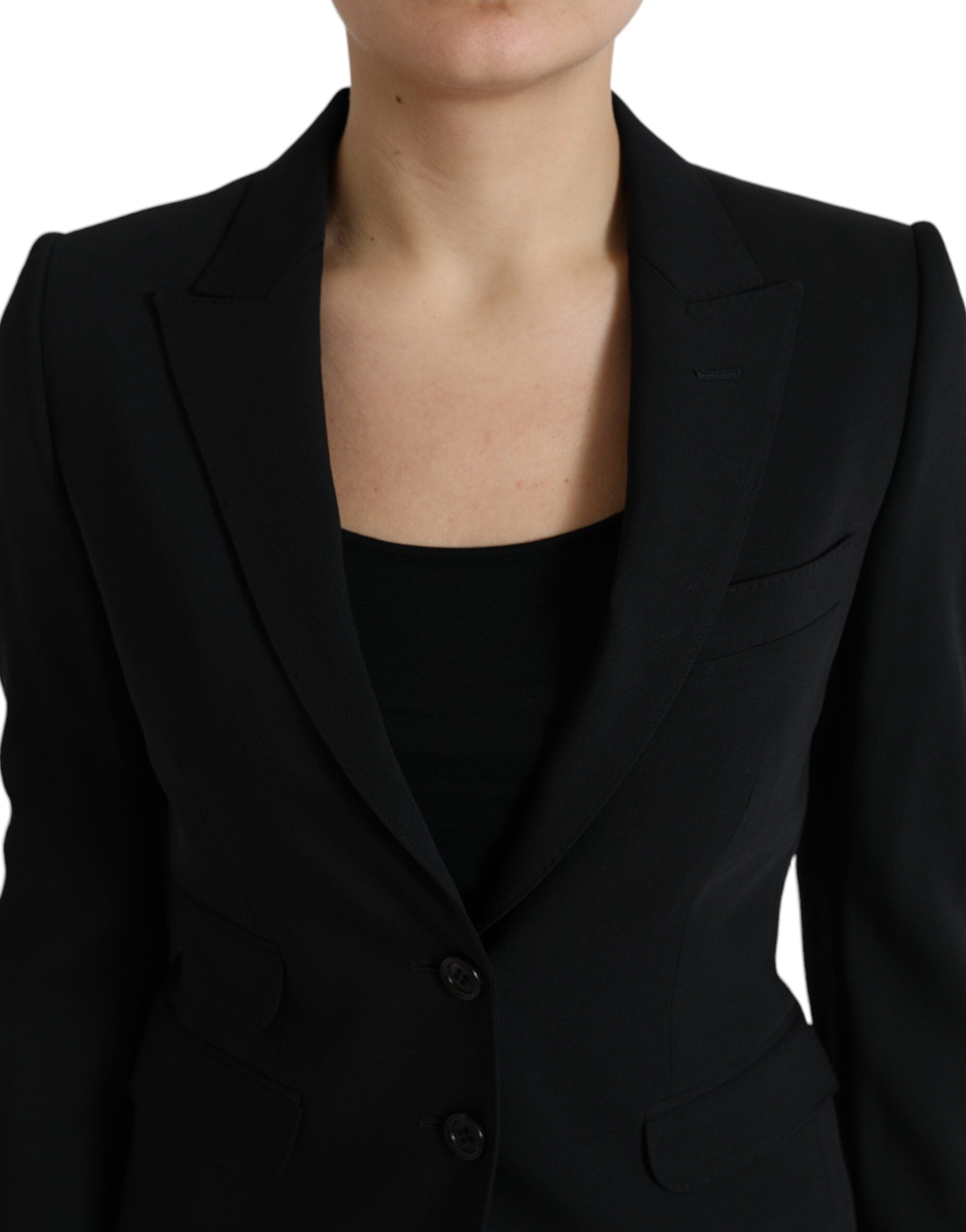 Dolce & Gabbana Black Single-Breasted Wool Blazer Coat Jacket-4