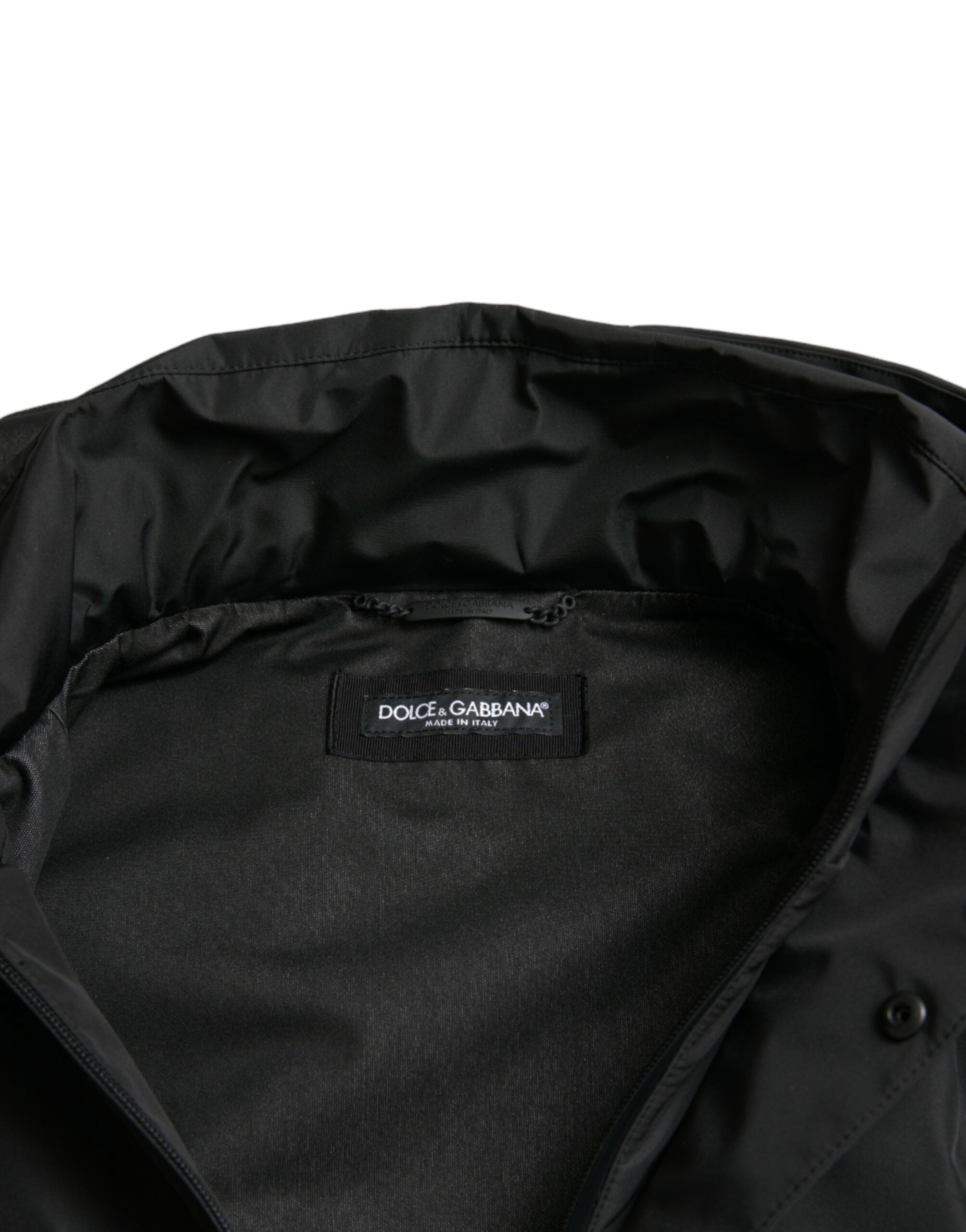 Dolce & Gabbana Black Polyester Logo Plaque Hooded Jacket-6