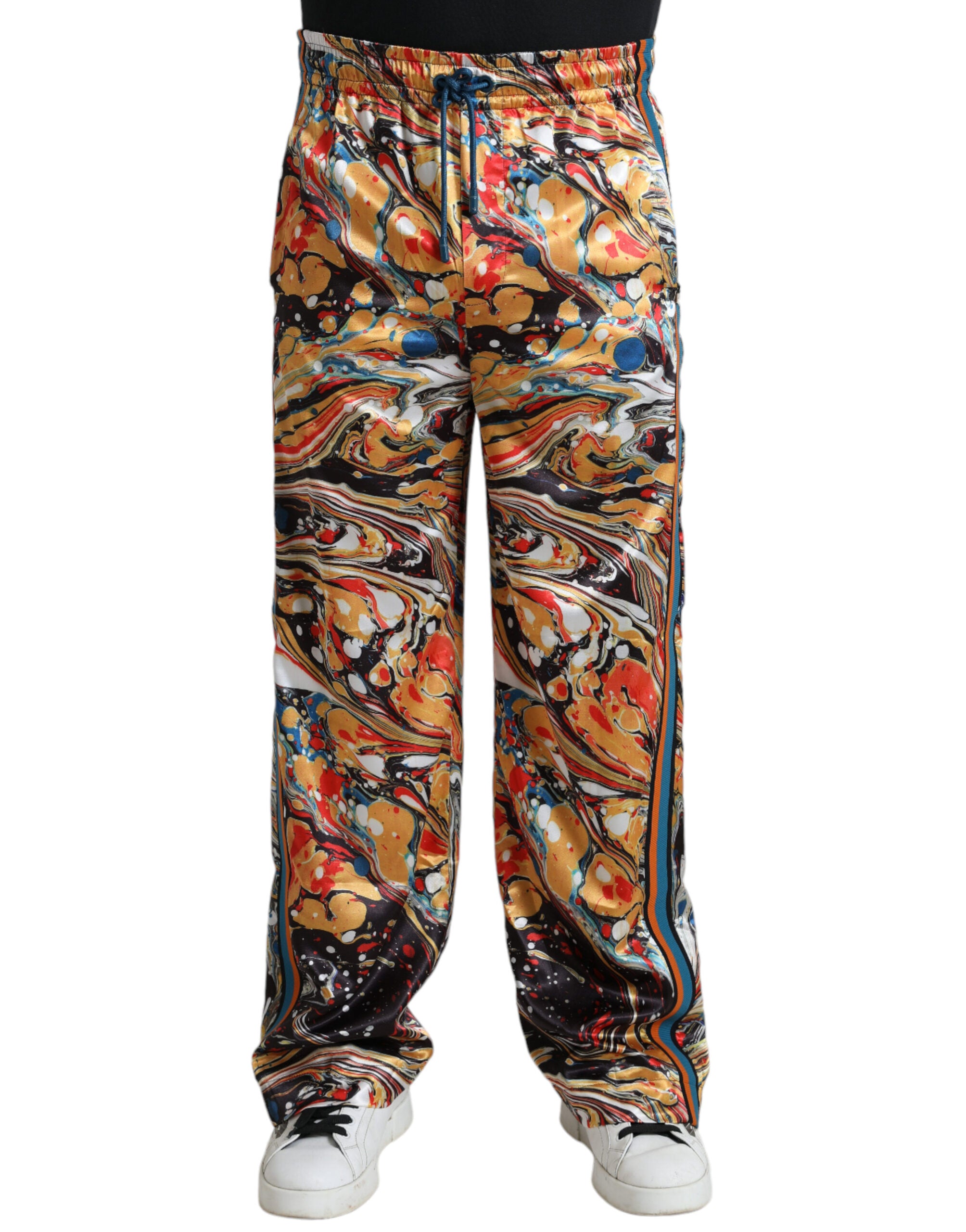 Dolce & Gabbana Multicolor Marmorierte Satin-Hose-1