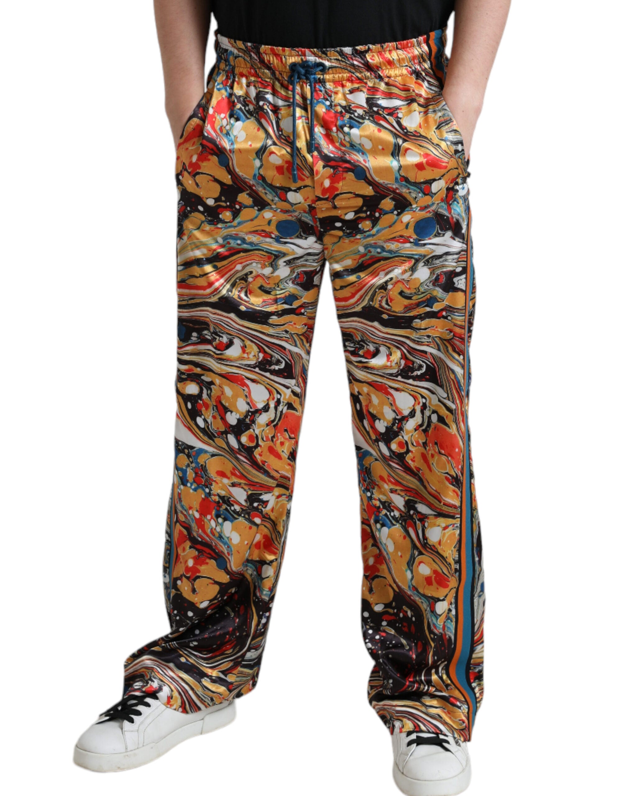 Dolce & Gabbana Multicolor Marmorierte Satin-Hose-3