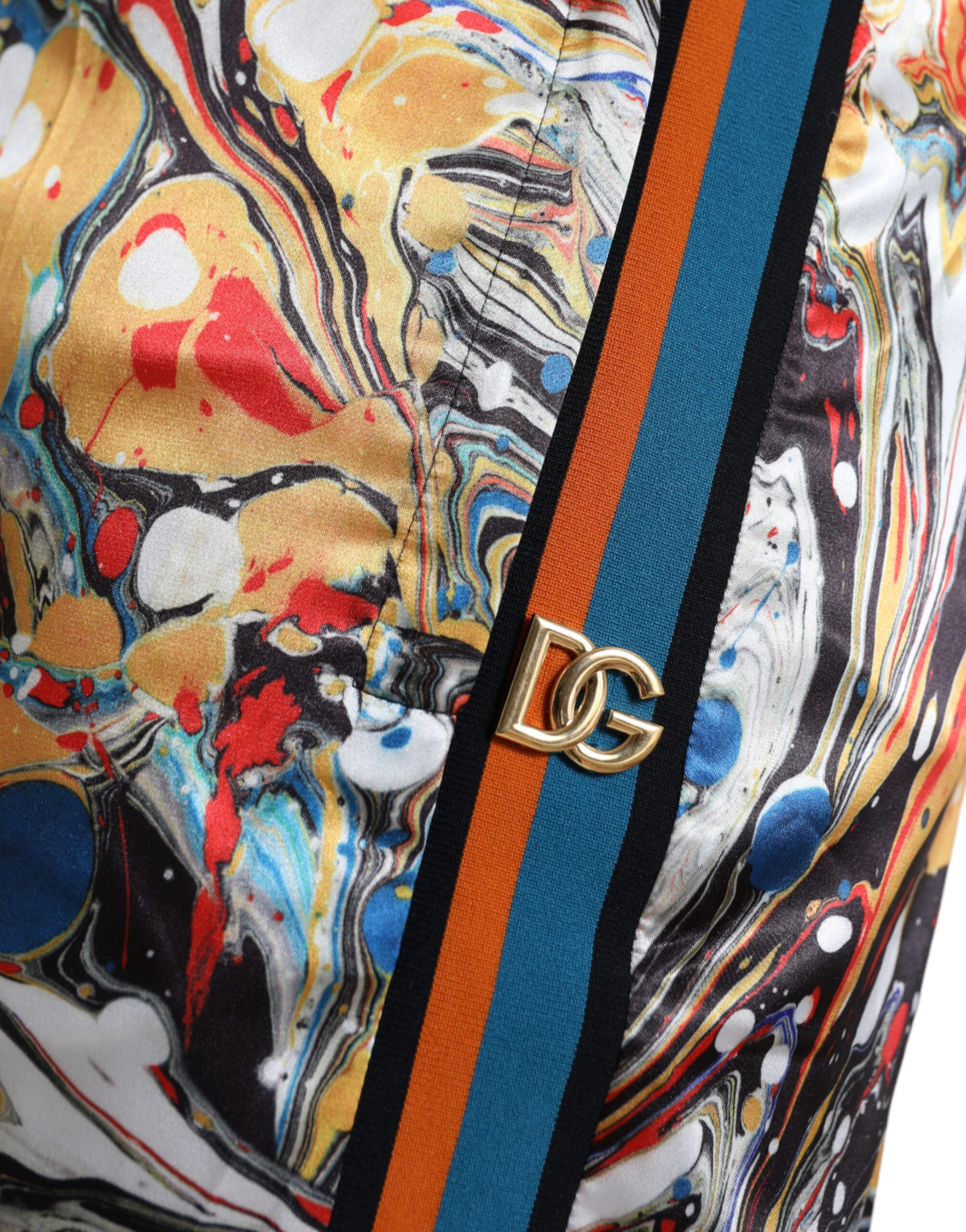 Dolce & Gabbana Multicolor Marmorierte Satin-Hose-4