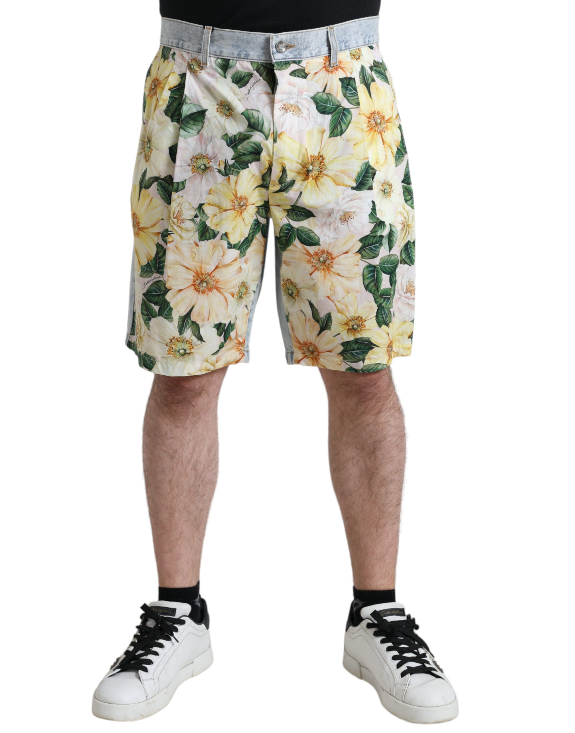 Dolce & Gabbana Bermuda-Shorts aus Denim mit Blumenmuster in mehreren Farben-1