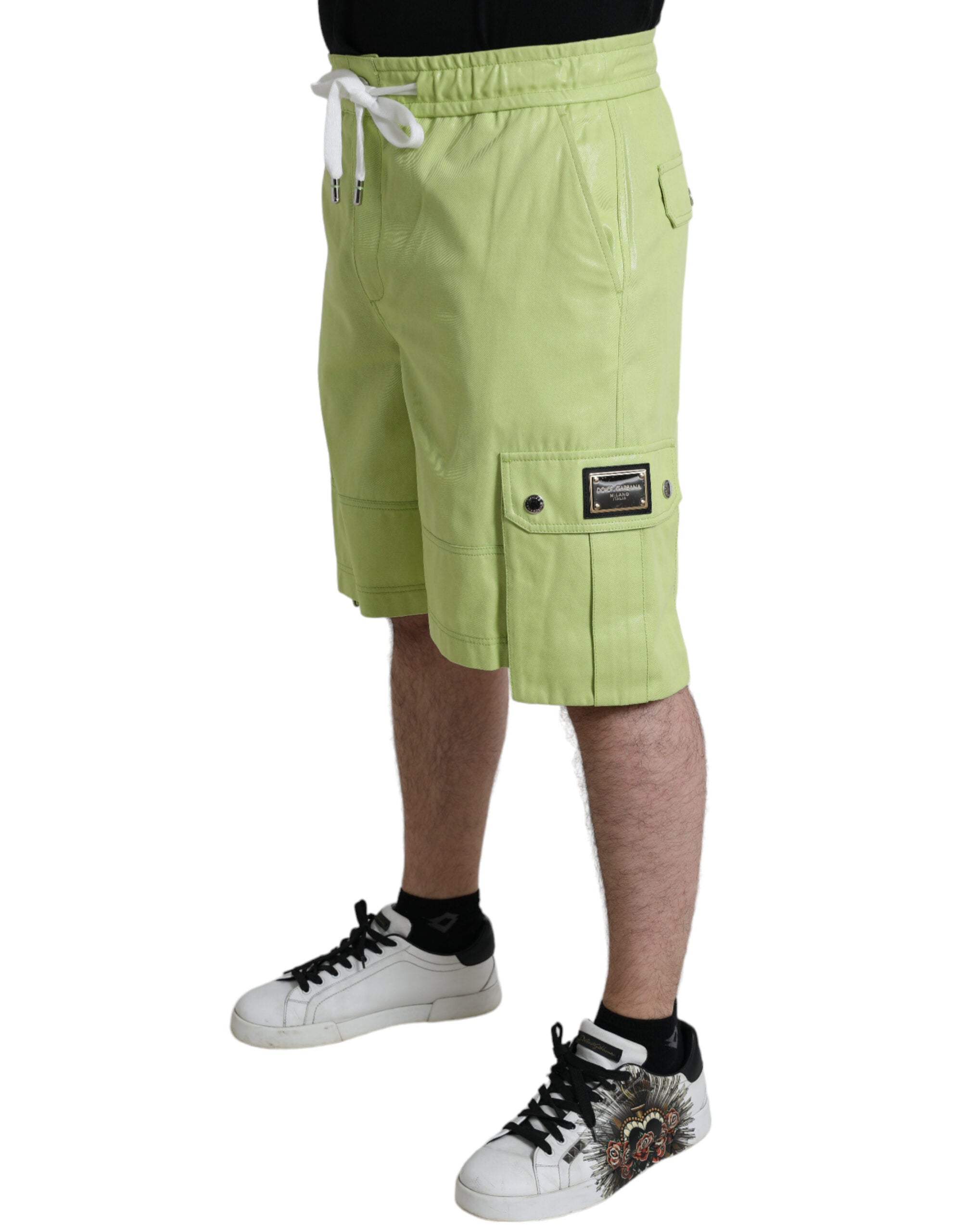 Bermudas cargo Dolce & Gabbana de algodón verde claro para hombre-3