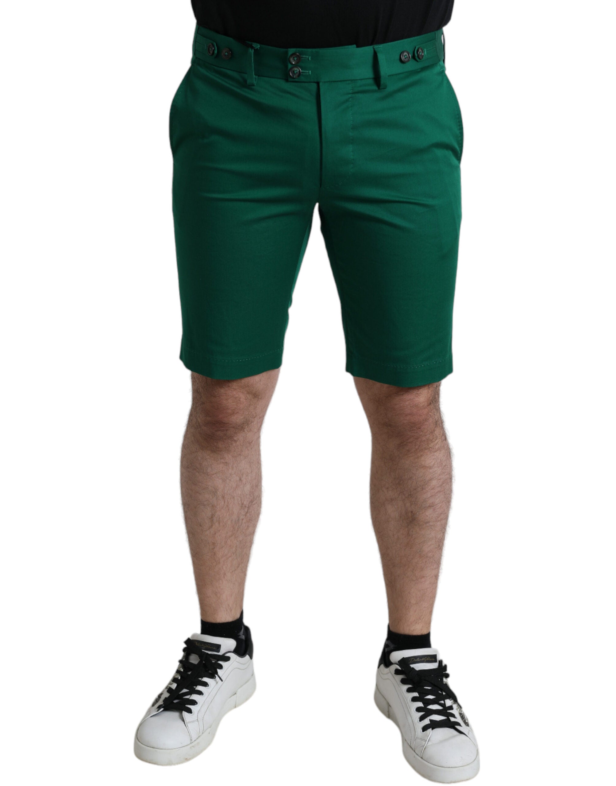 Dolce & Gabbana Deep Green Cotton Stretch Herren Bermuda Shorts-1