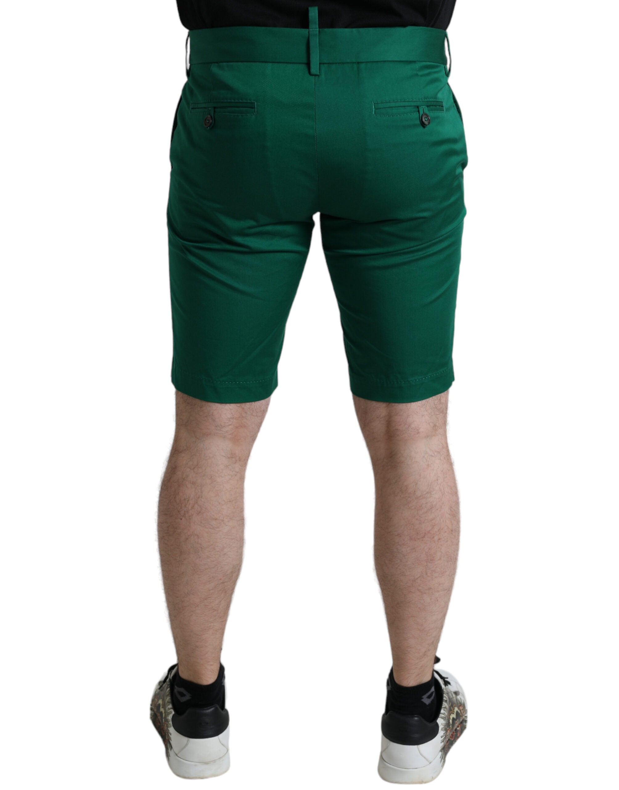 Dolce & Gabbana Deep Green Cotton Stretch Herren Bermuda Shorts-2