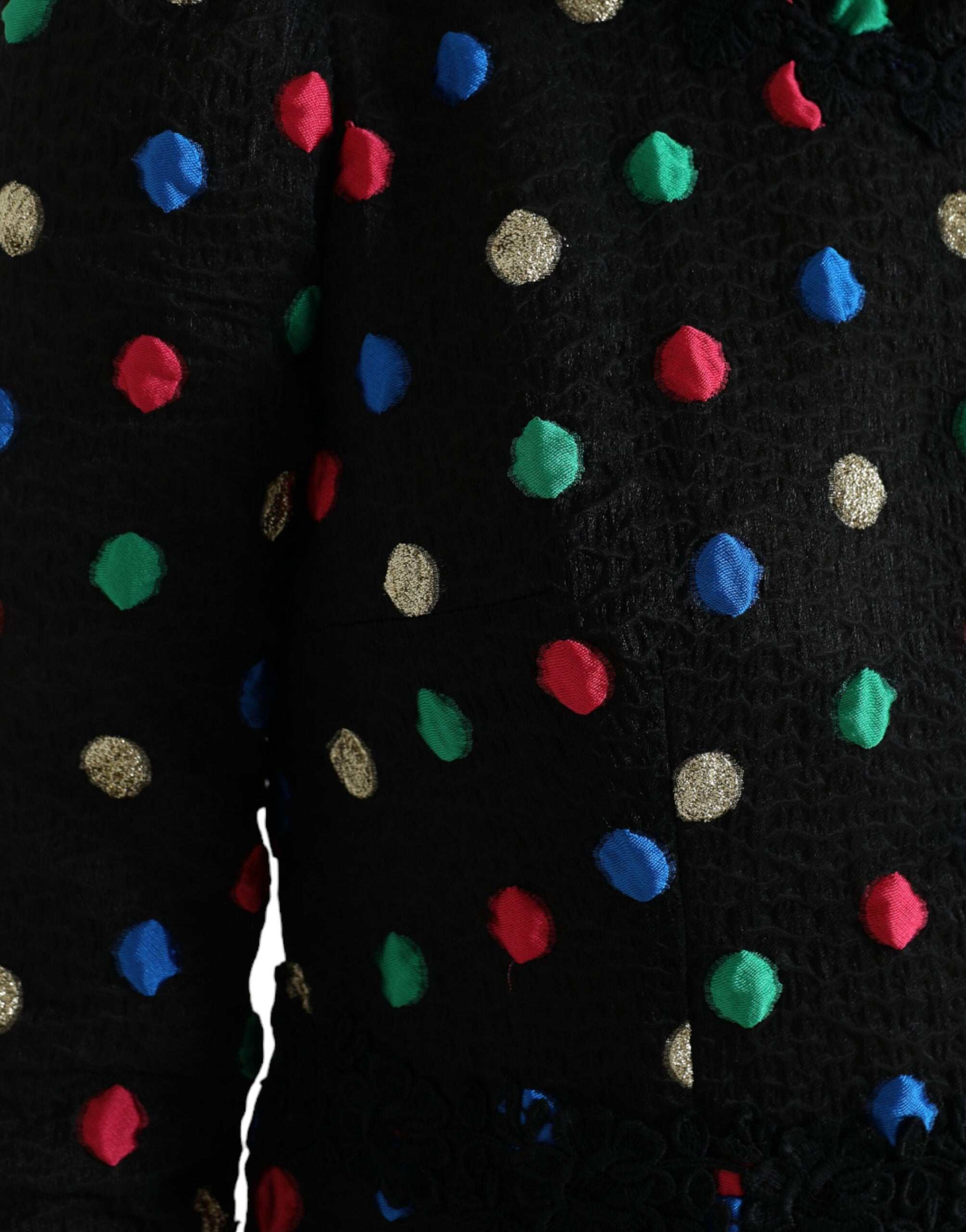 Dolce & Gabbana Schwarzes gepunktetes Midikleid mit Rüschen aus Baumwolle-5