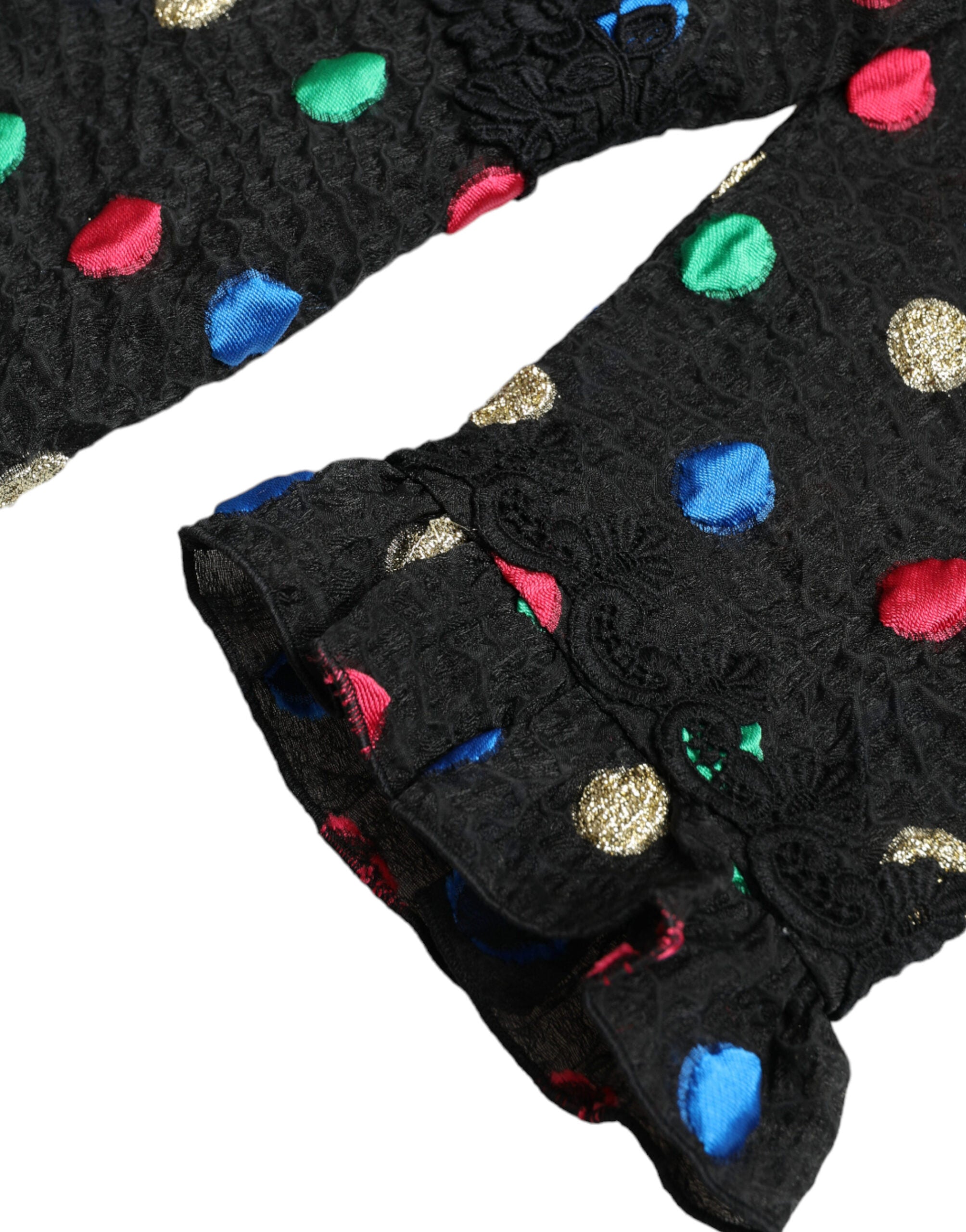 Dolce & Gabbana Schwarzes gepunktetes Midikleid mit Rüschen aus Baumwolle-6