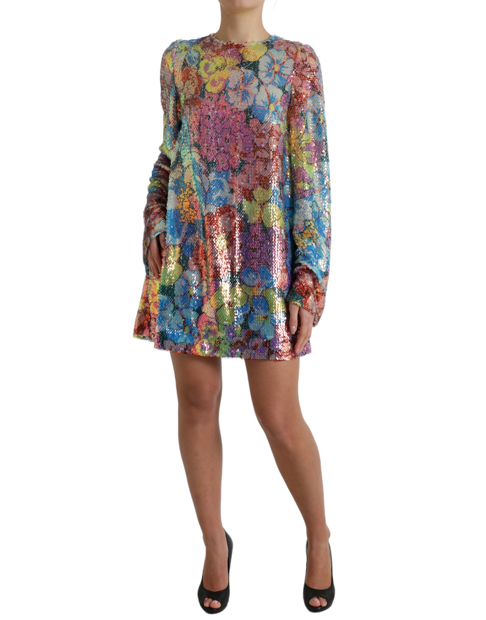 Dolce & Gabbana Multicolor Floral Sequin Mini Dress-2