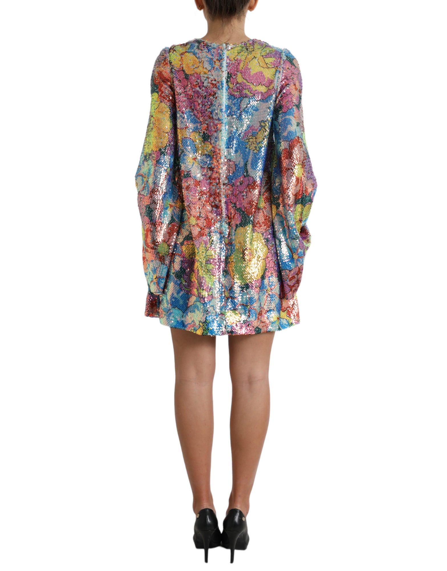 Dolce & Gabbana Multicolor Floral Sequin Mini Dress-3