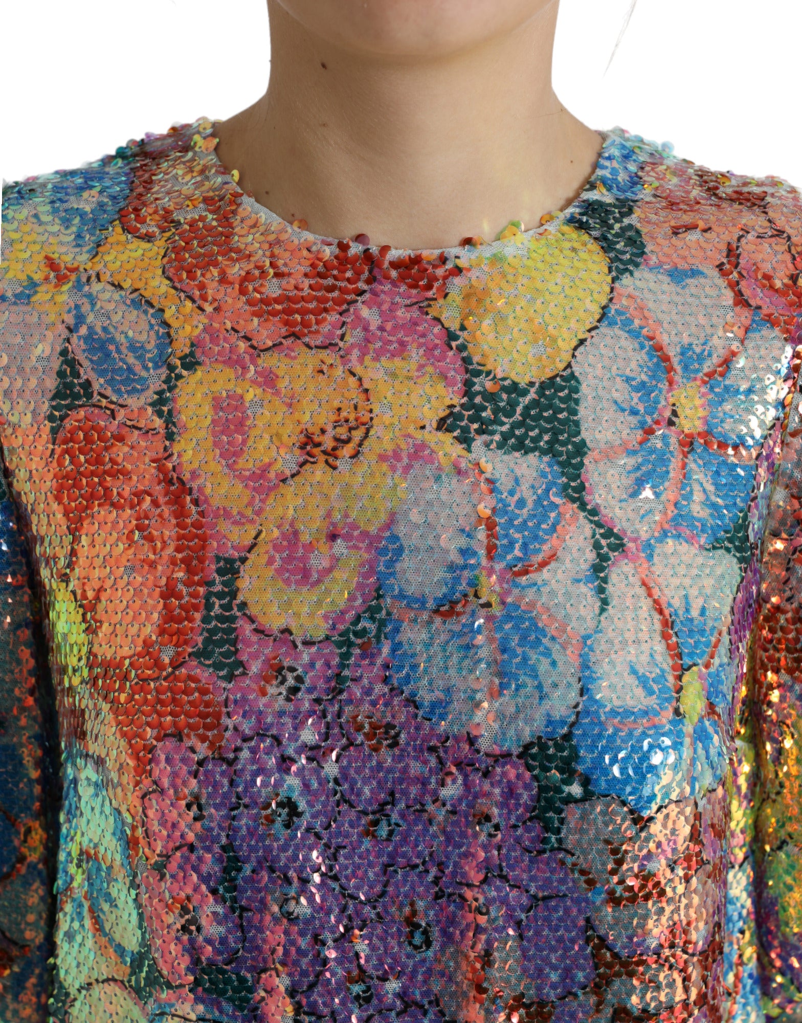 Dolce & Gabbana Multicolor Floral Sequin Mini Dress-4
