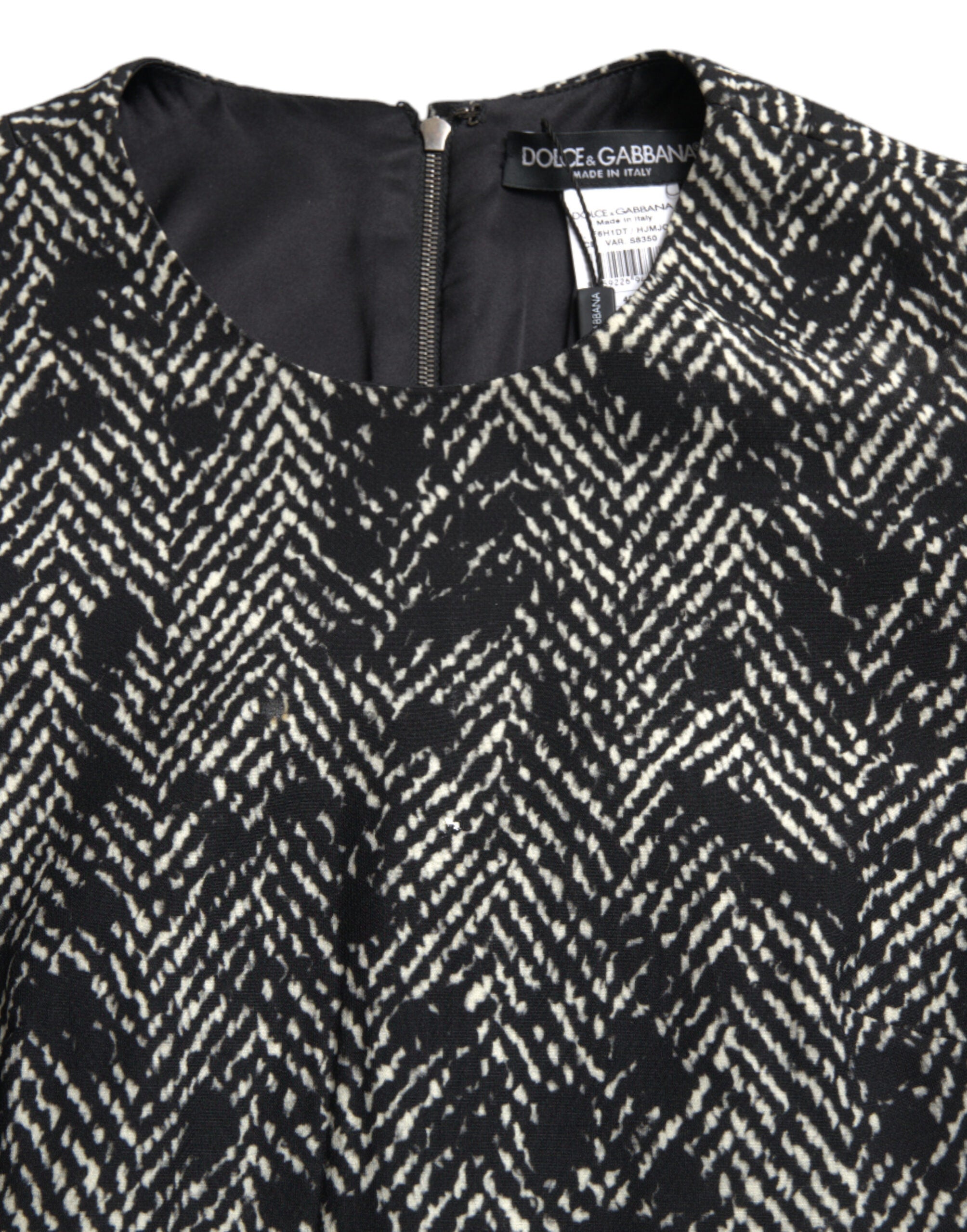 Dolce & Gabbana Schwarzes Chevron-Polyester-Shift-Minikleid-5