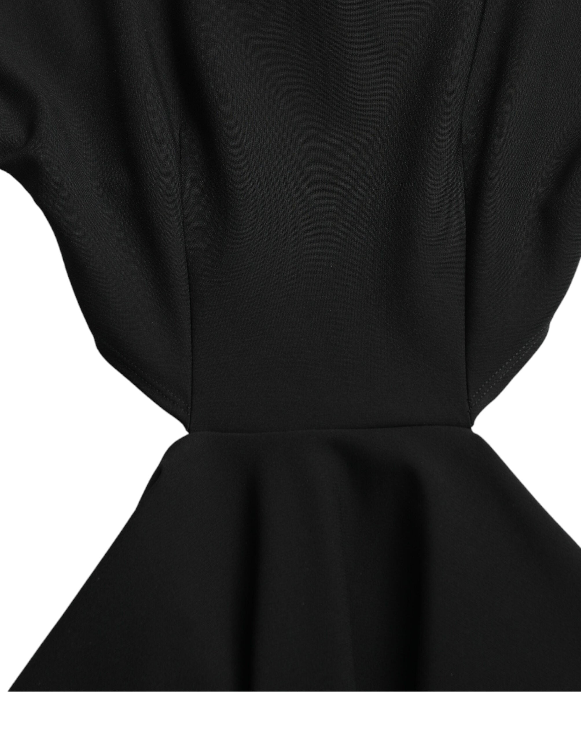 Vestido mini de viscosa negra con mangas largas y escote de Dolce & Gabbana-6