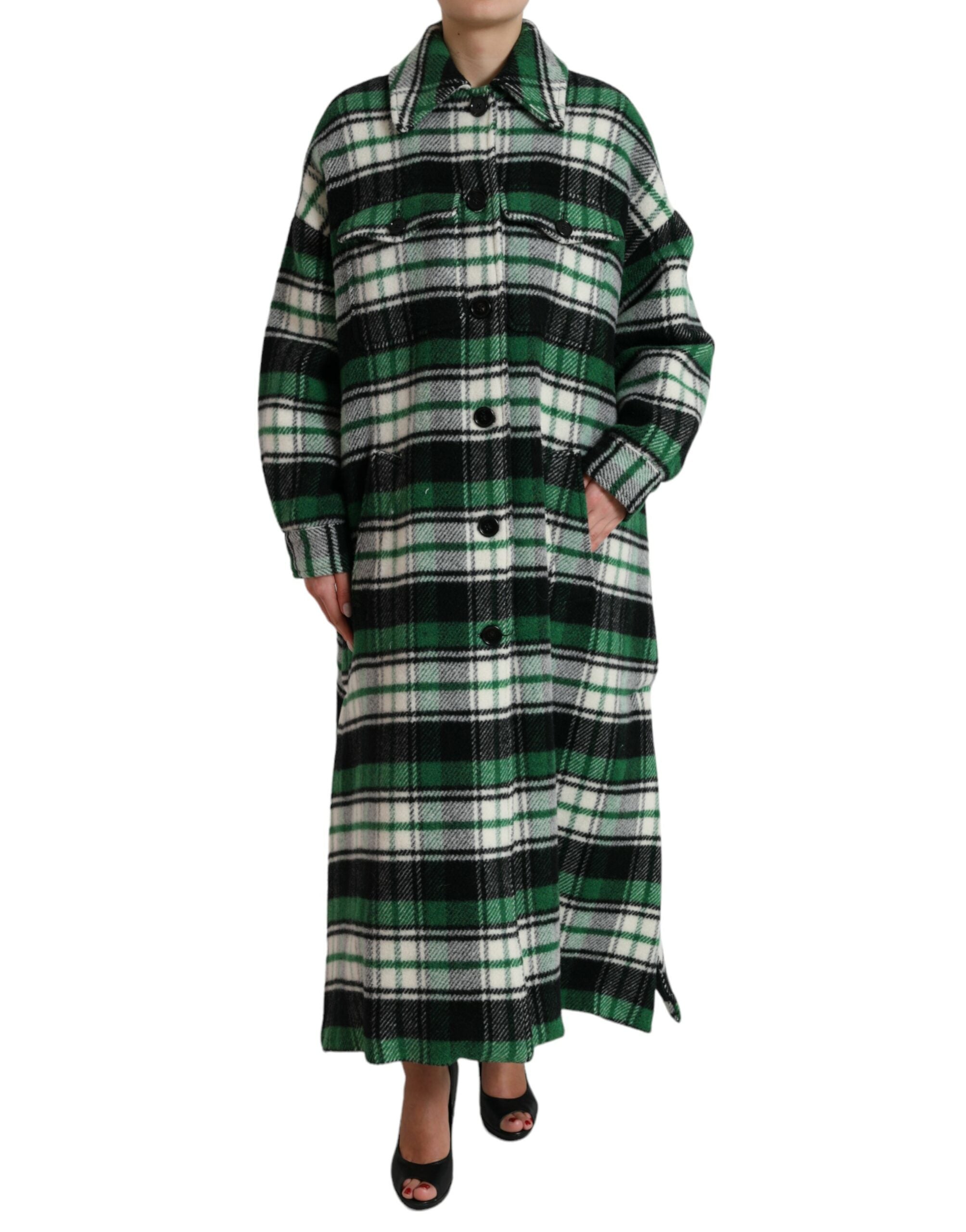 Dolce & Gabbana Green Check Long Sleeve Coat Jacket