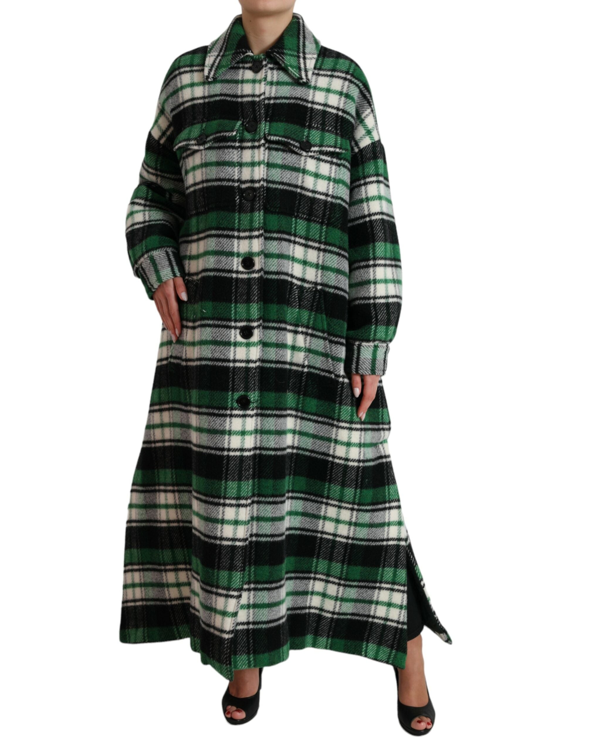 Dolce & Gabbana Green Check Long Sleeve Coat Jacket-2