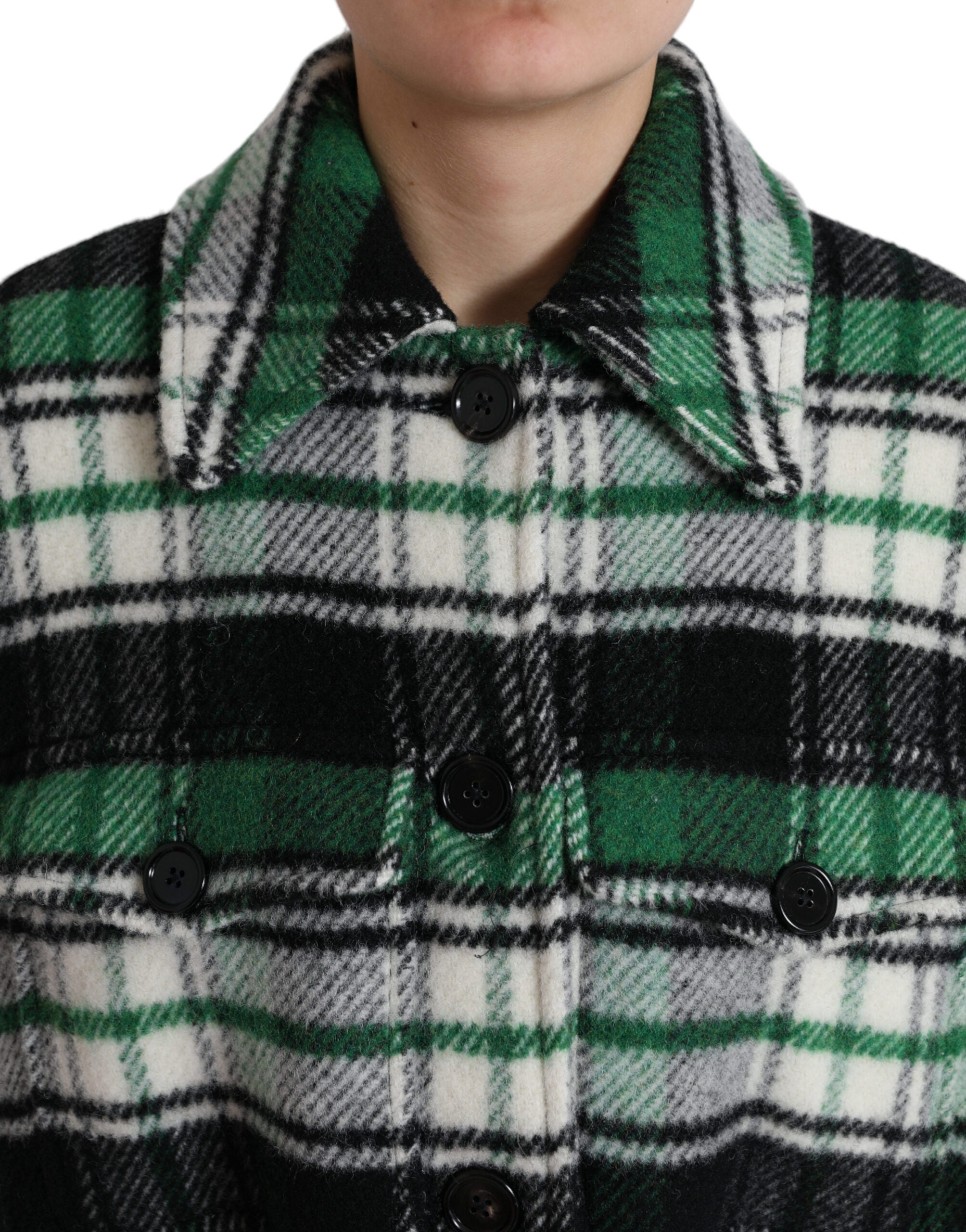 Dolce & Gabbana Green Check Long Sleeve Coat Jacket-4