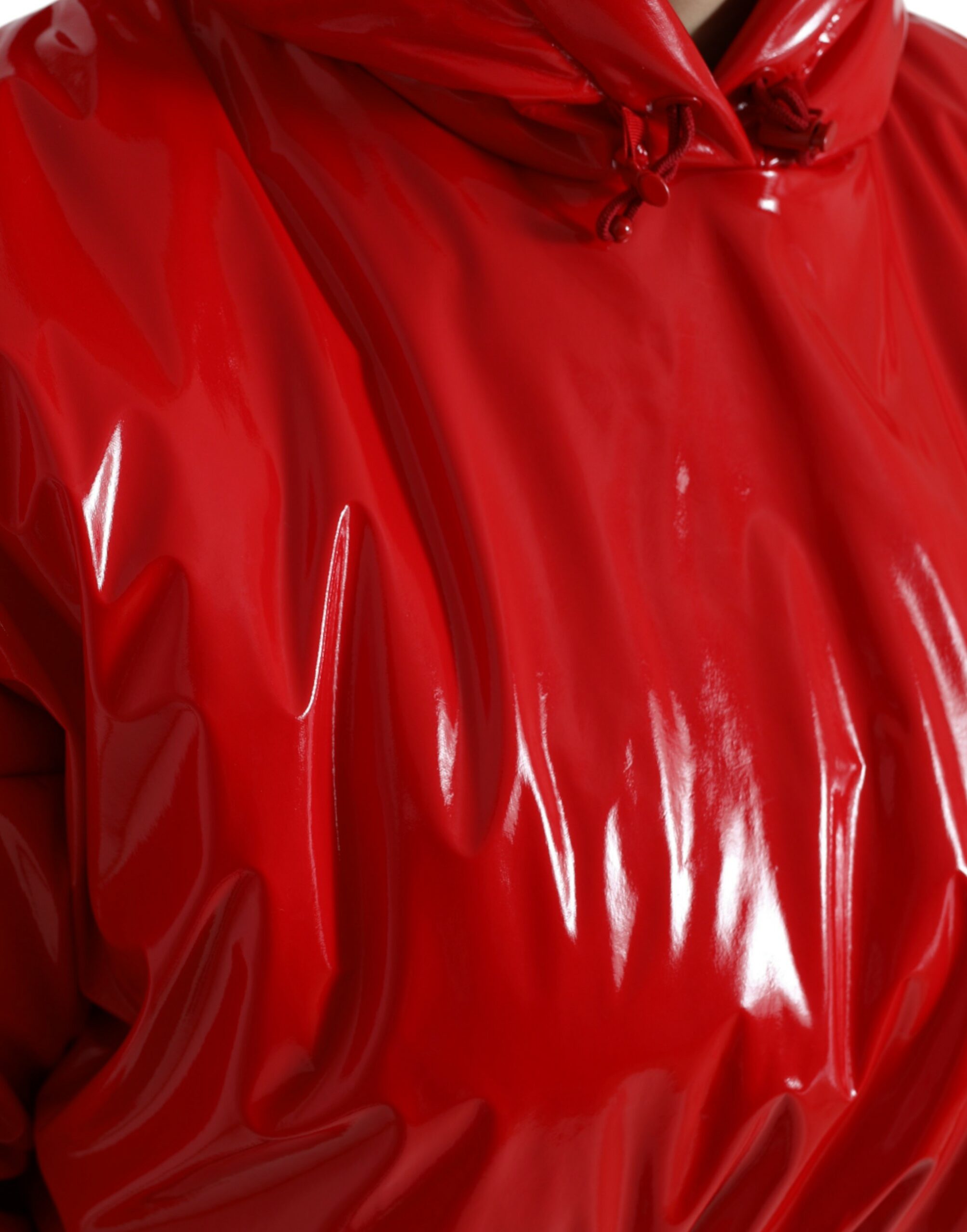 Dolce & Gabbana shiny red short coat jacket with hood-5
