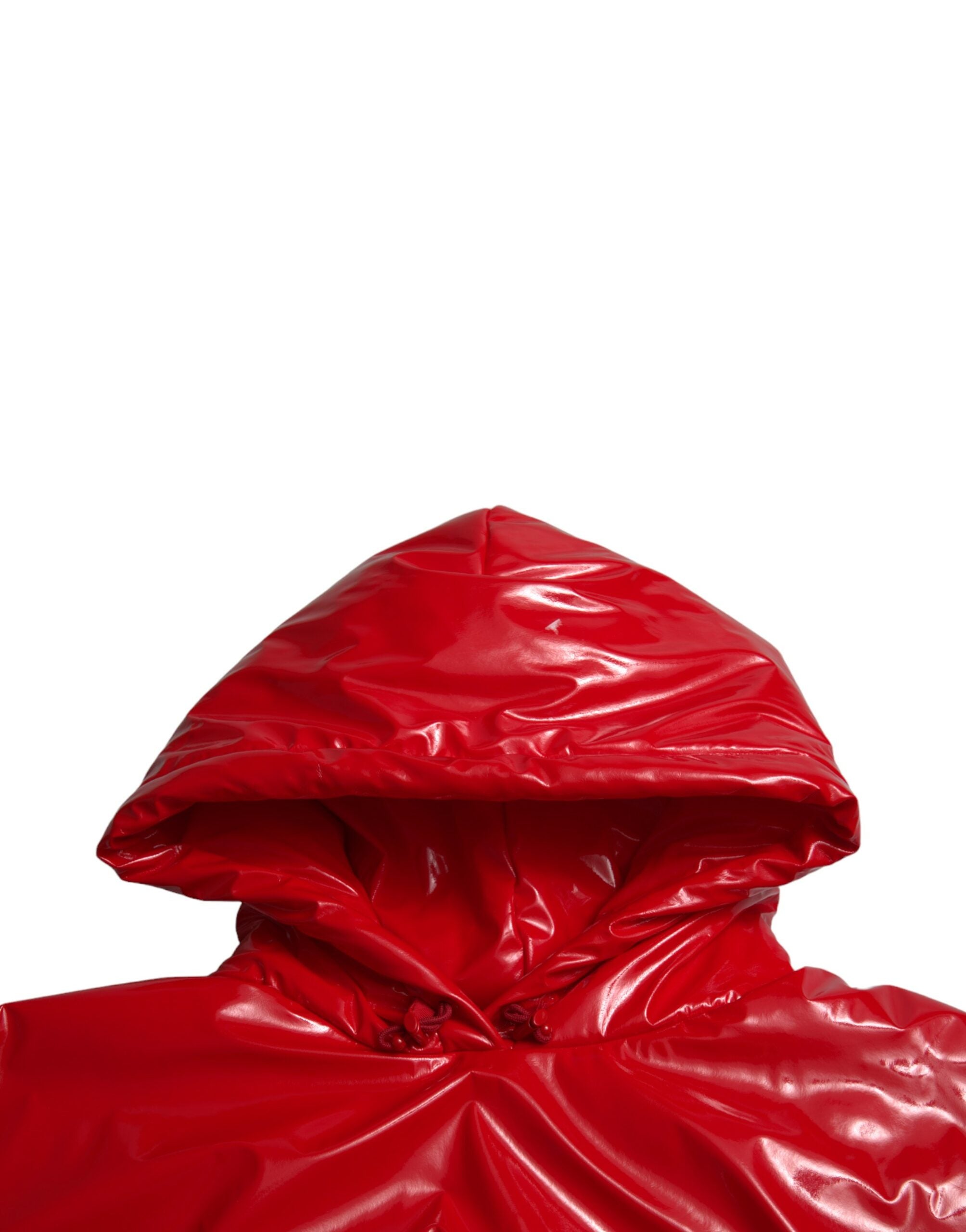 Dolce & Gabbana shiny red short coat jacket with hood-6