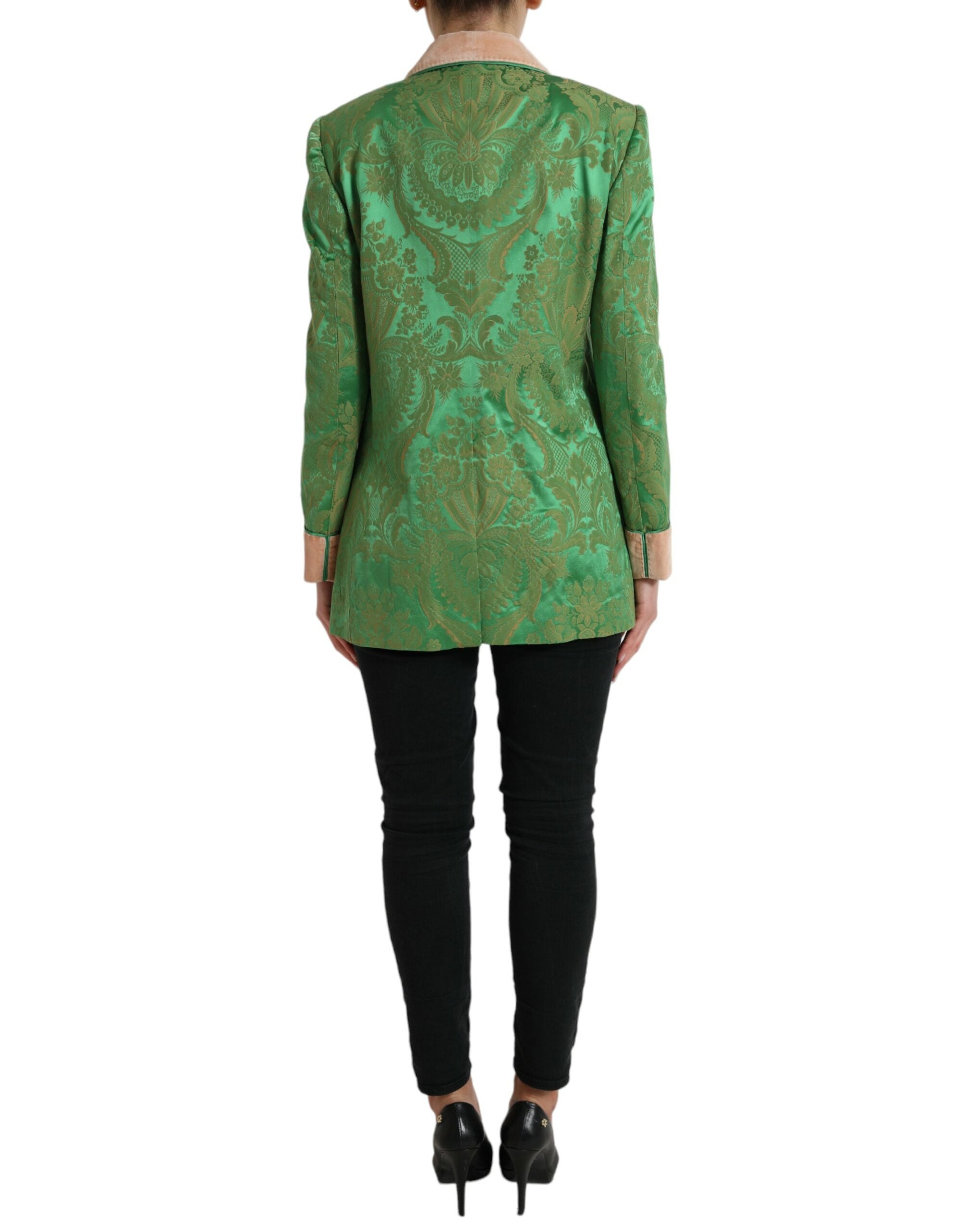 Chaqueta cruzada con estampado floral verde de Dolce & Gabbana-3