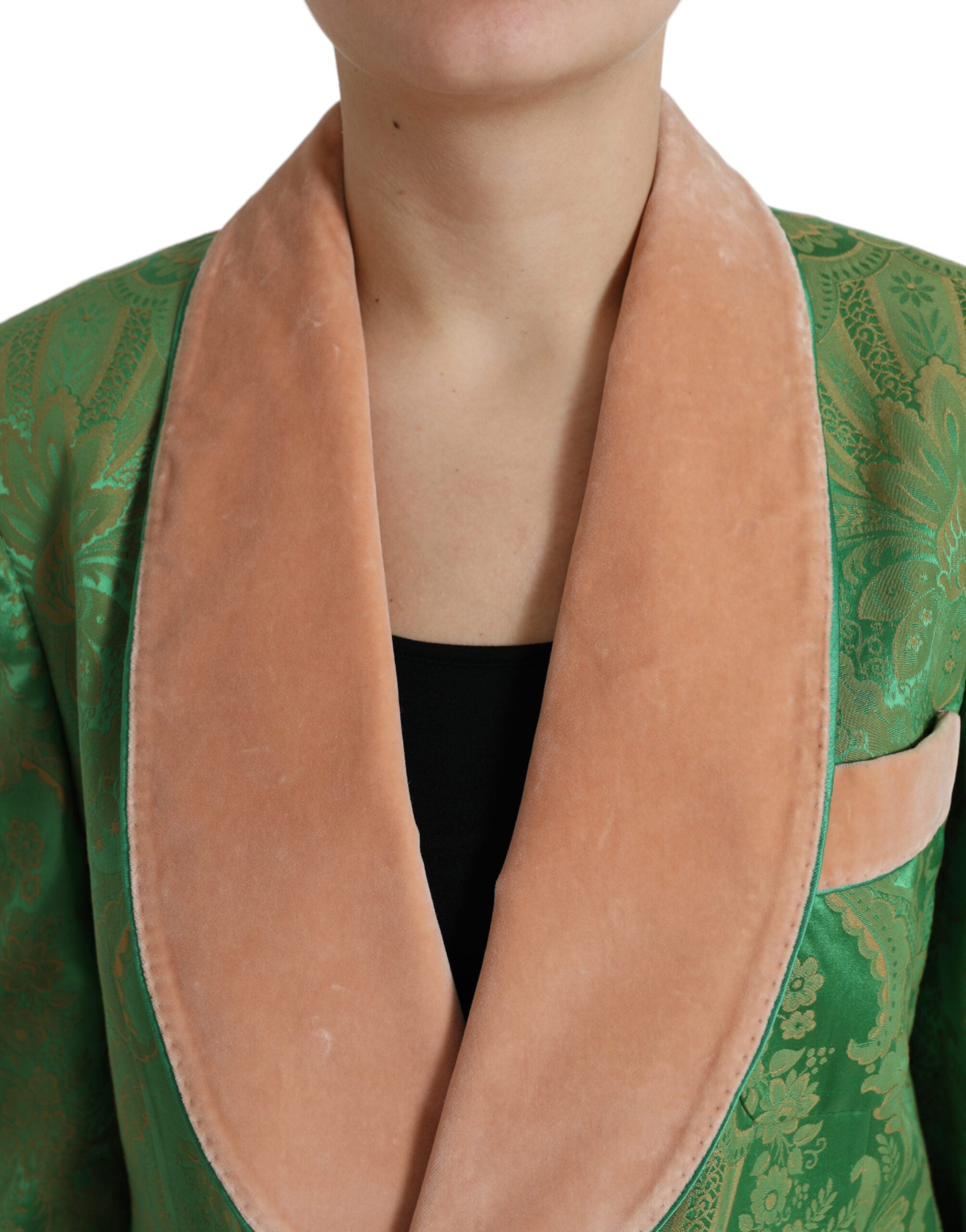 Chaqueta cruzada con estampado floral verde de Dolce & Gabbana-4
