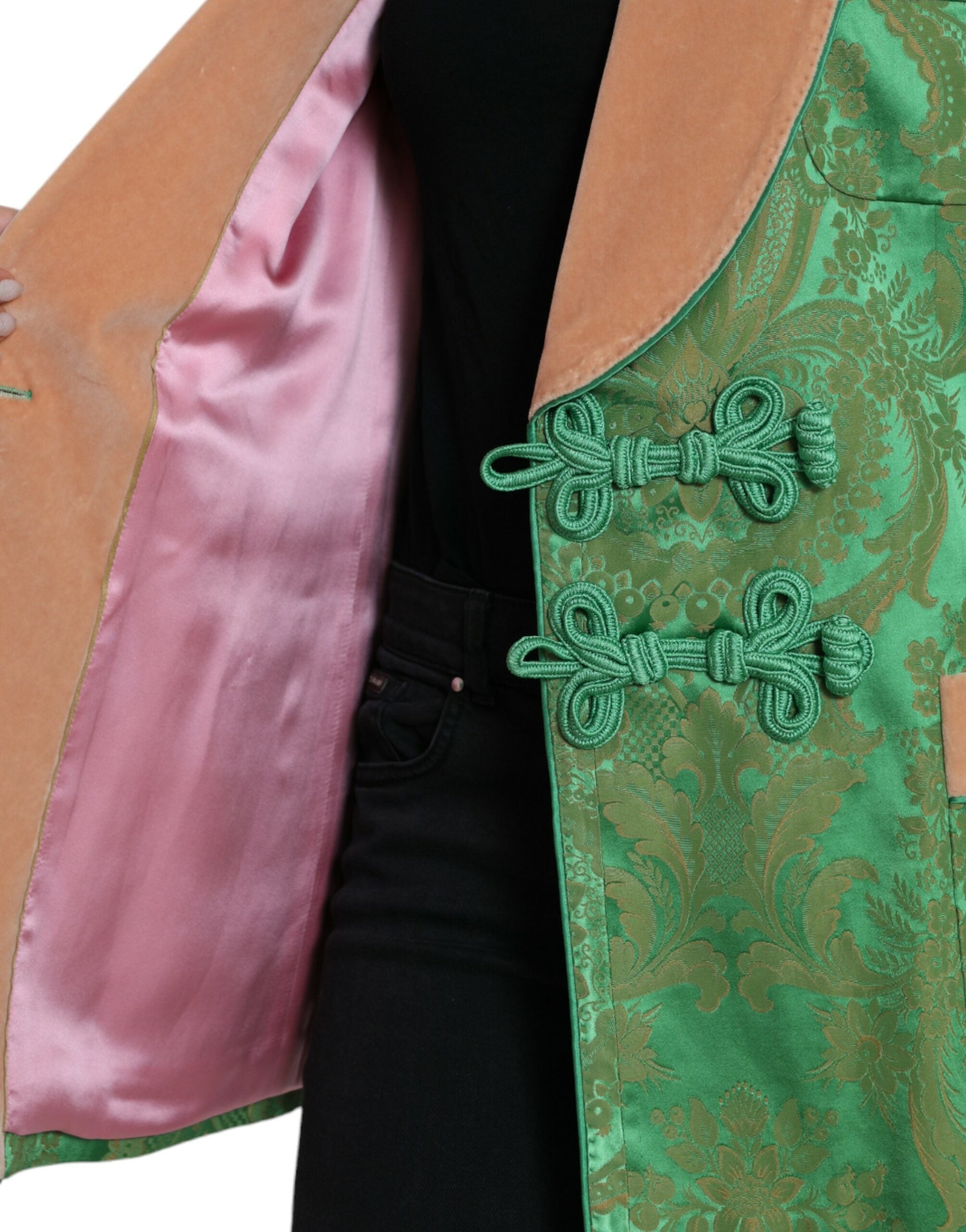 Chaqueta cruzada con estampado floral verde de Dolce & Gabbana-7