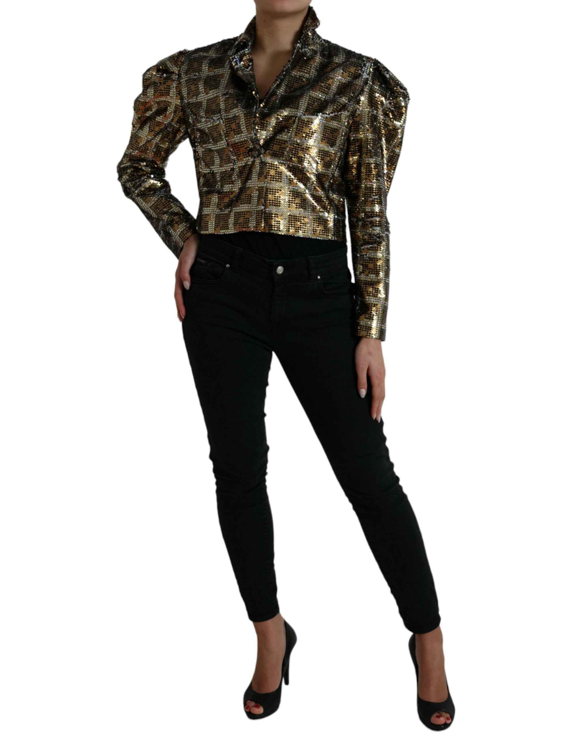 Dolce & Gabbana cropped jacket with sequins in multicolored polyester-2