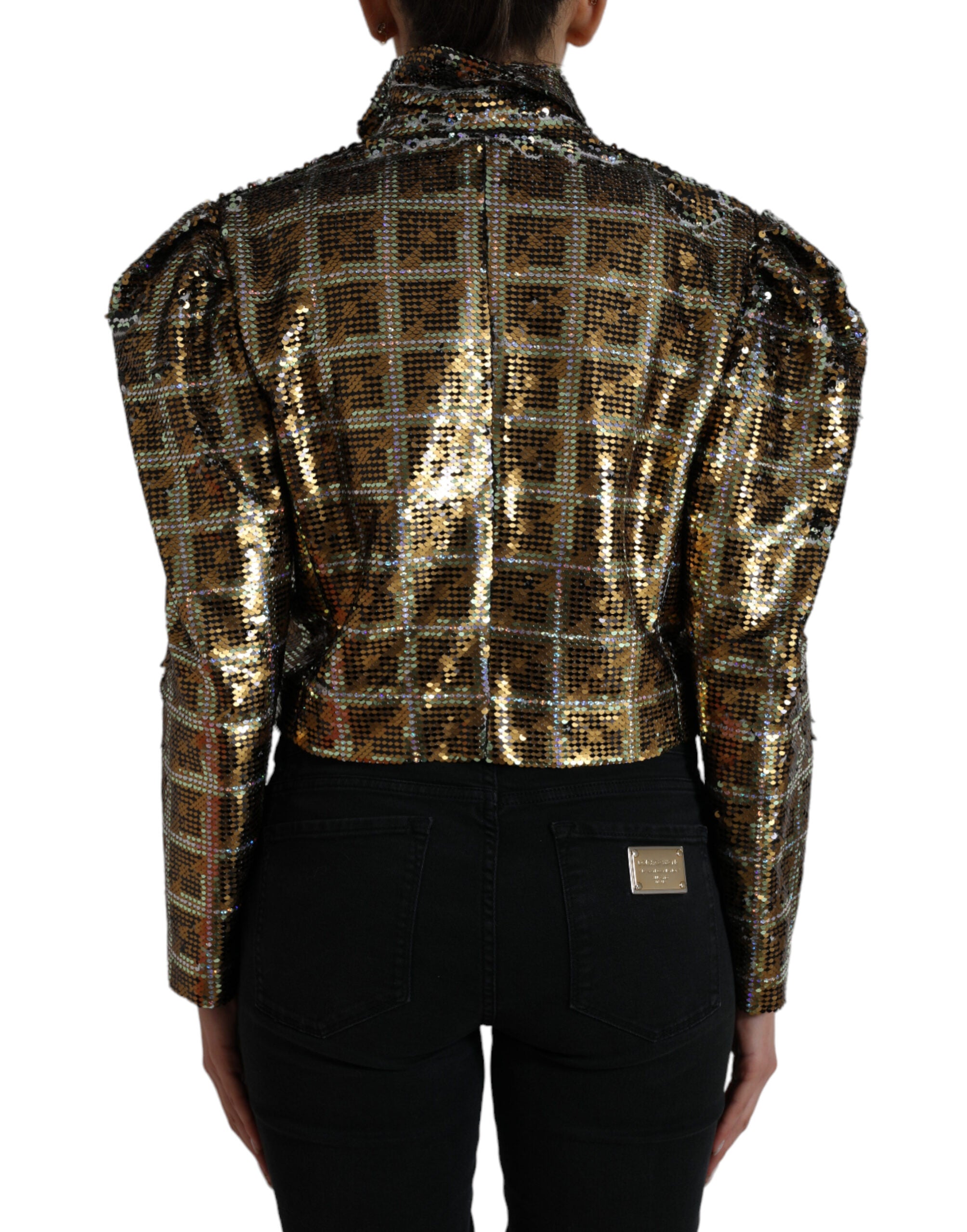 Dolce & Gabbana cropped jacket with sequins in multicolored polyester-3