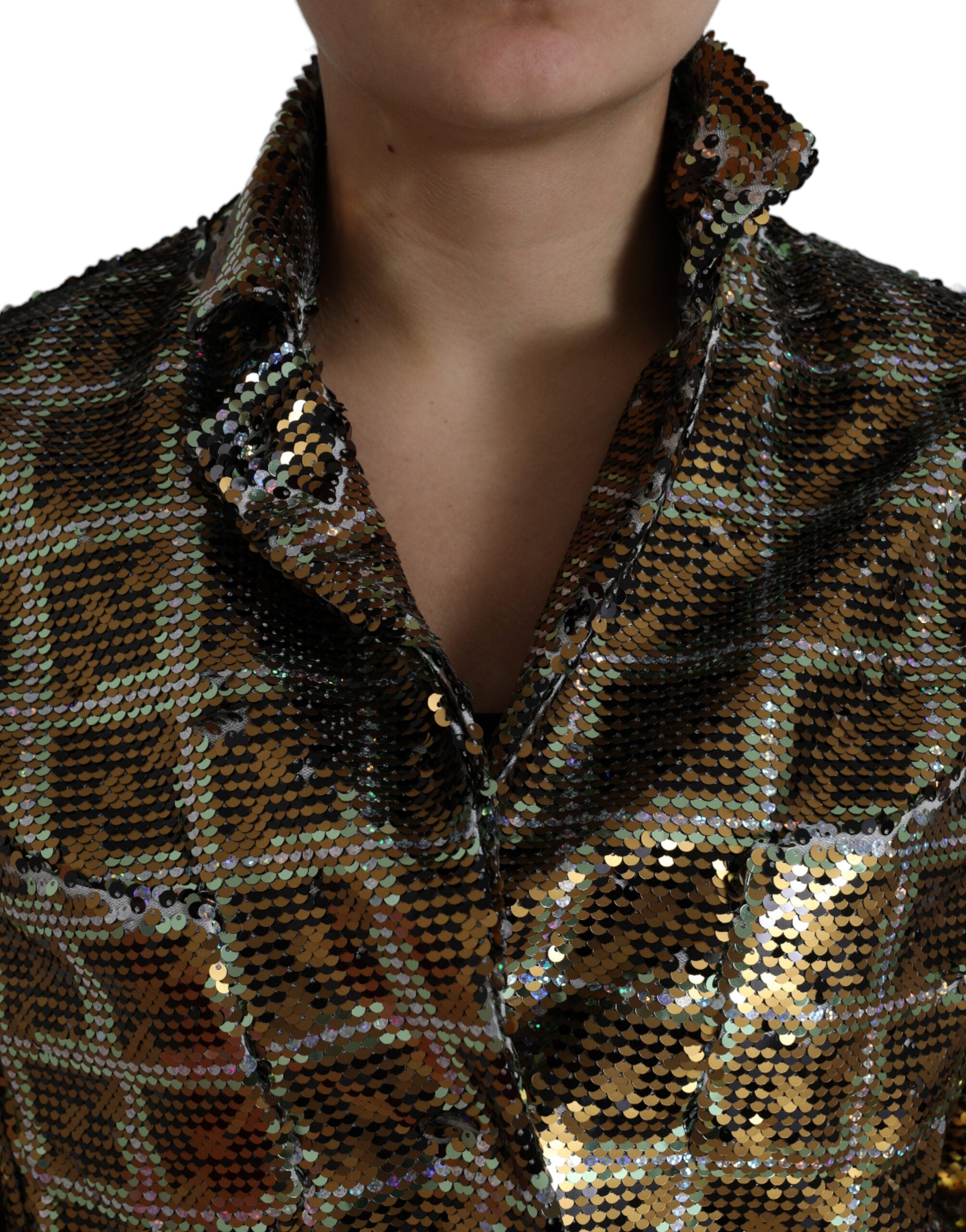 Dolce & Gabbana cropped jacket with sequins in multicolored polyester-4
