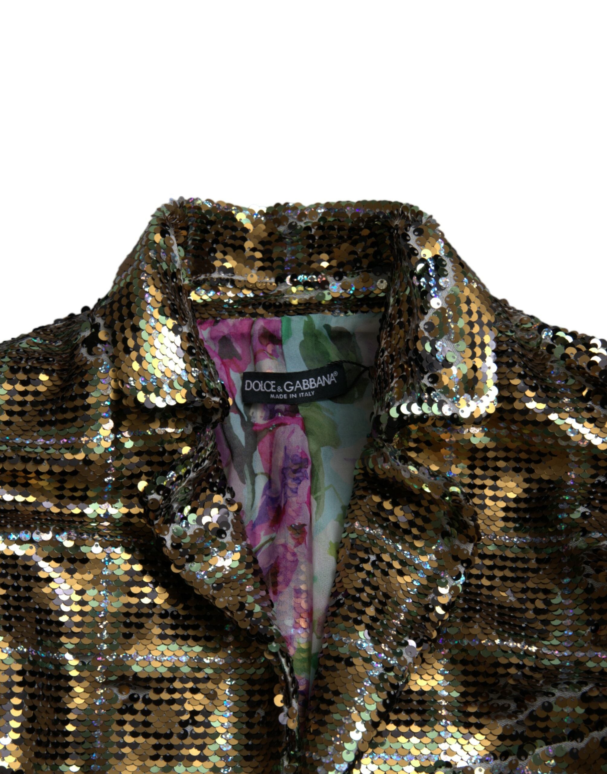 Dolce & Gabbana cropped jacket with sequins in multicolored polyester-6