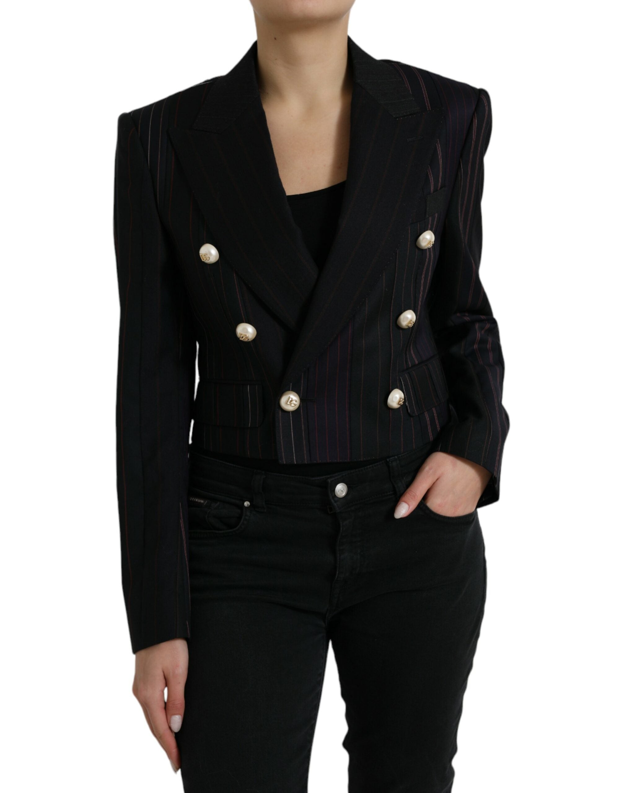 Dolce & Gabbana black striped SICILIA double-breasted jacket-1