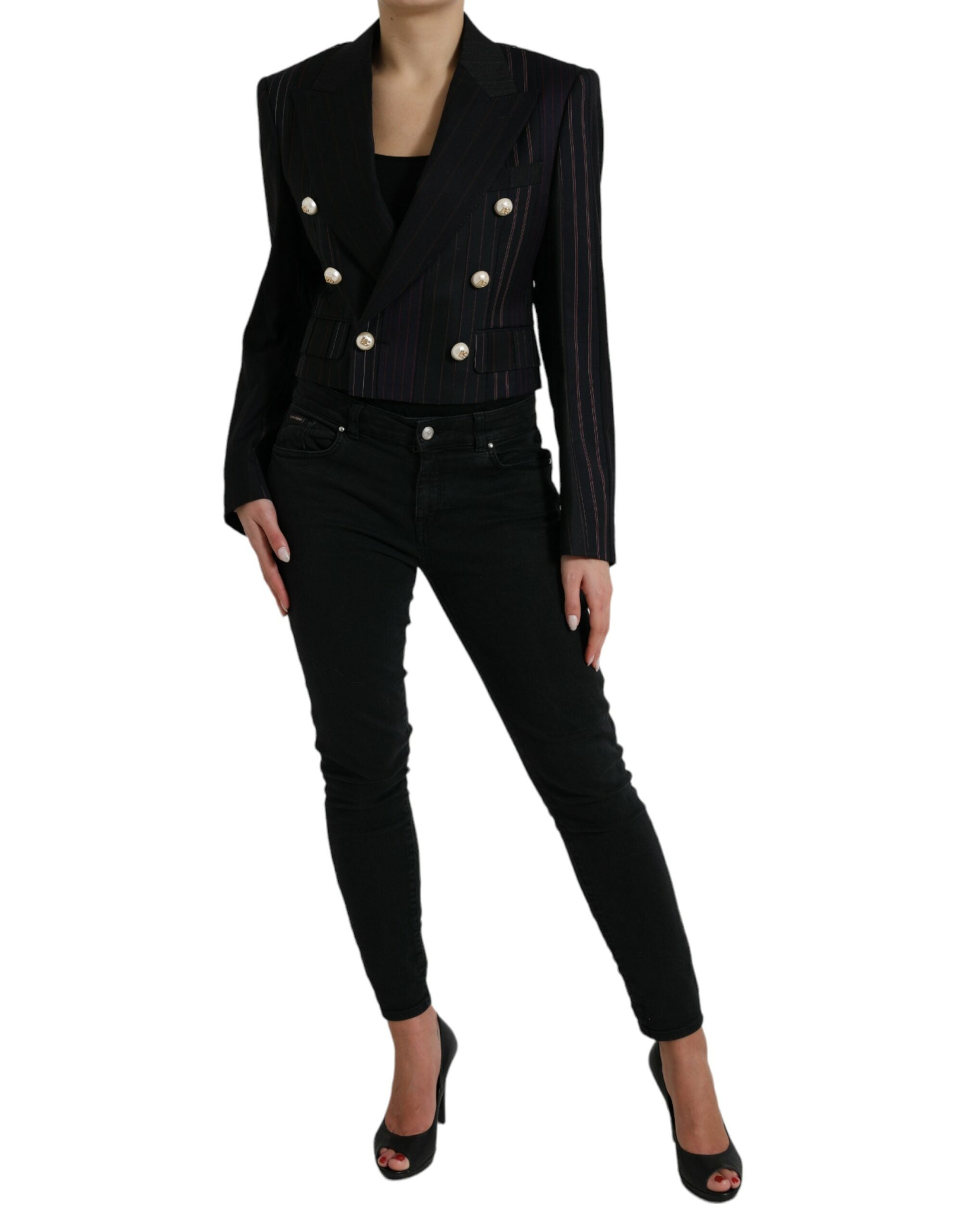 Dolce & Gabbana black striped SICILIA double-breasted jacket-2