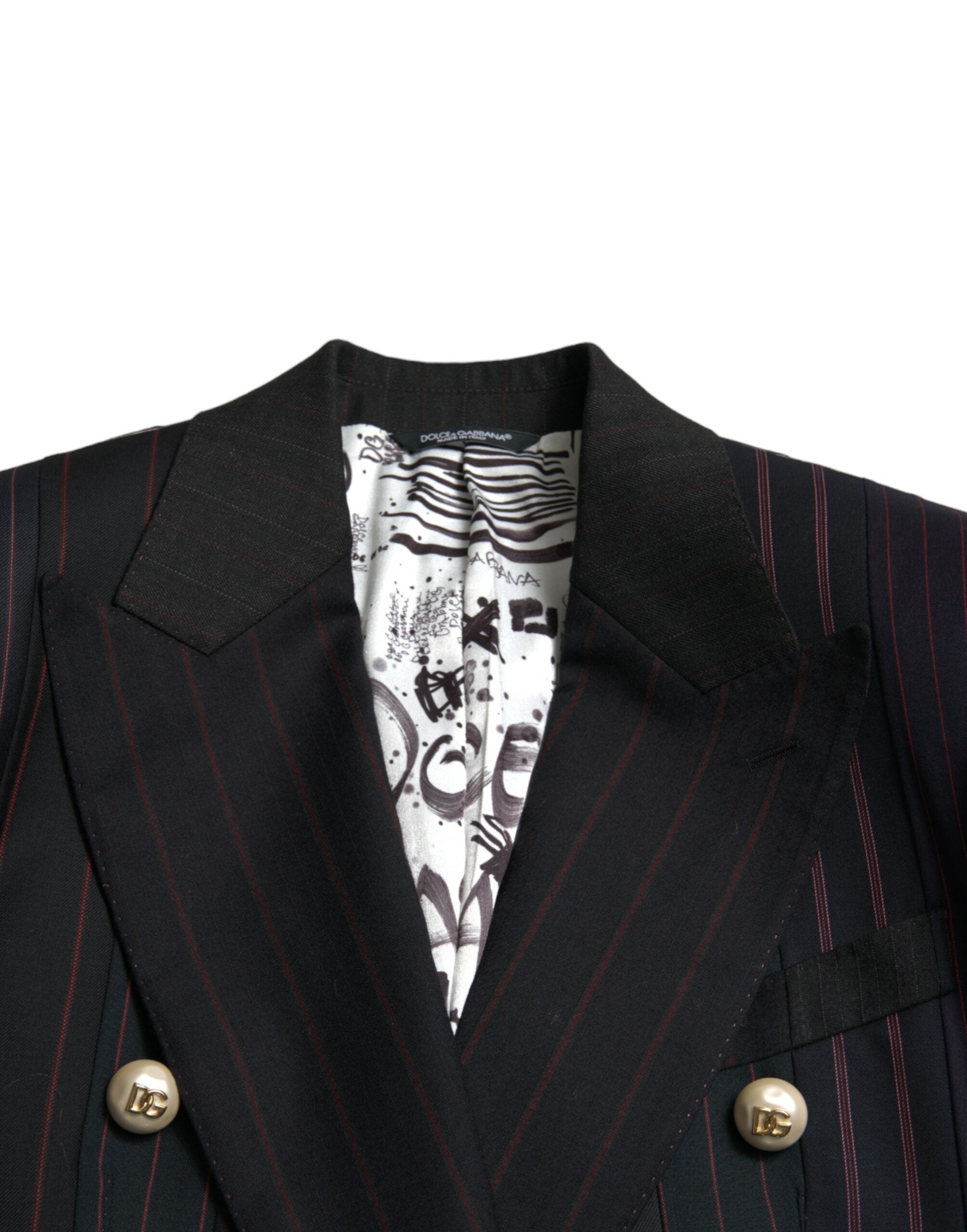 Dolce & Gabbana black striped SICILIA double-breasted jacket-8