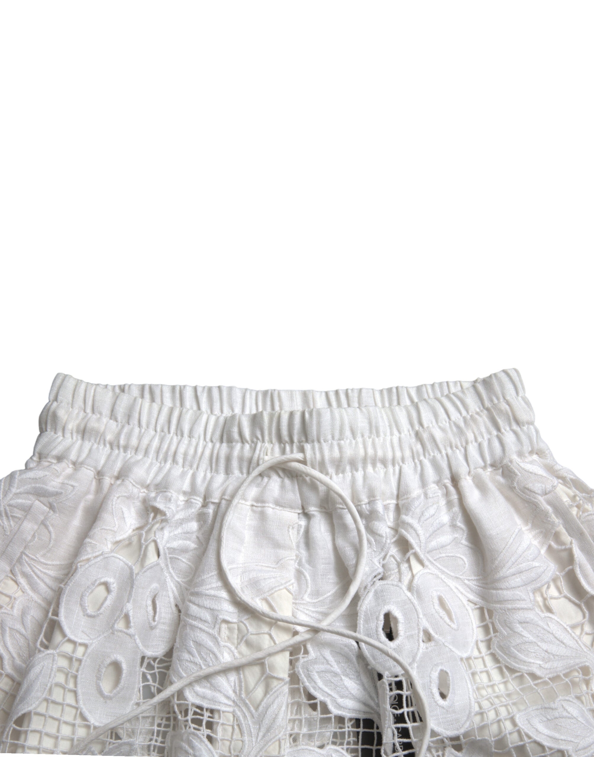 Dolce & Gabbana white high-waisted and neckline Bermuda shorts in cotton-5