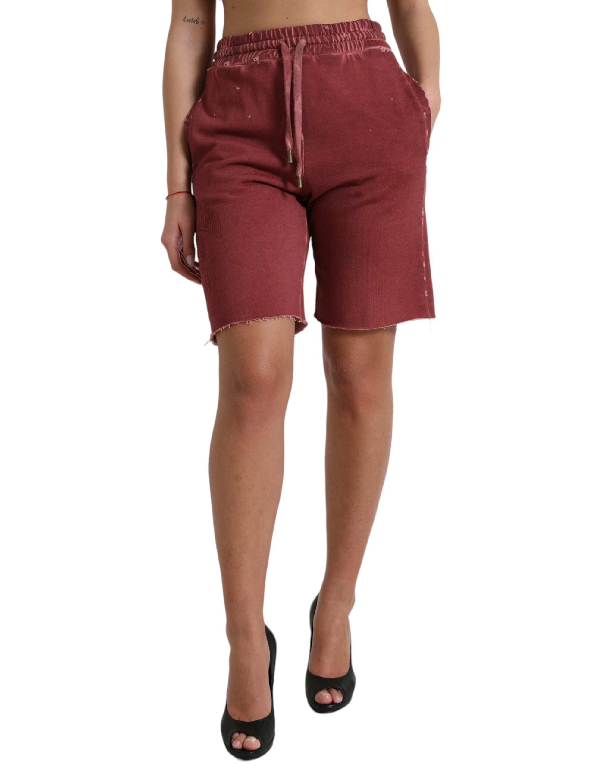 Dolce & Gabbana Chestnut Brown Cotton High-Waisted Sweat Shorts-1
