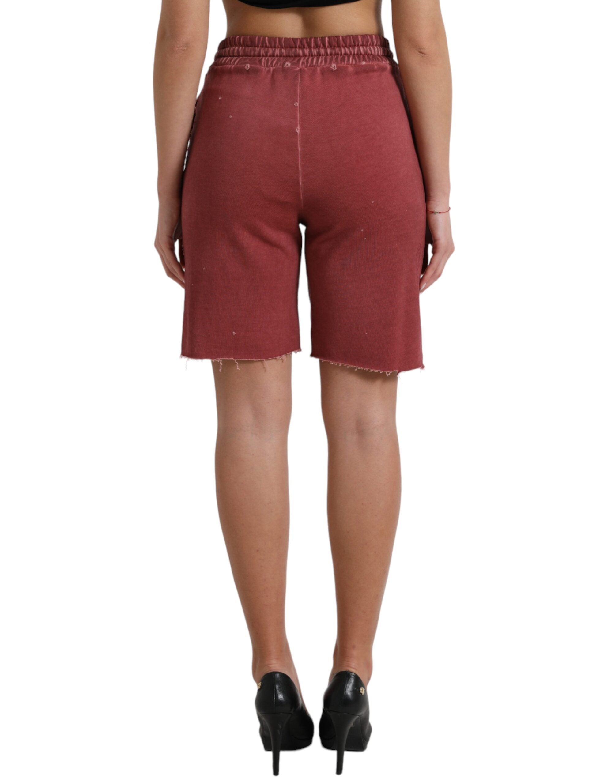 Dolce & Gabbana Chestnut Brown Cotton High-Waisted Sweat Shorts-3