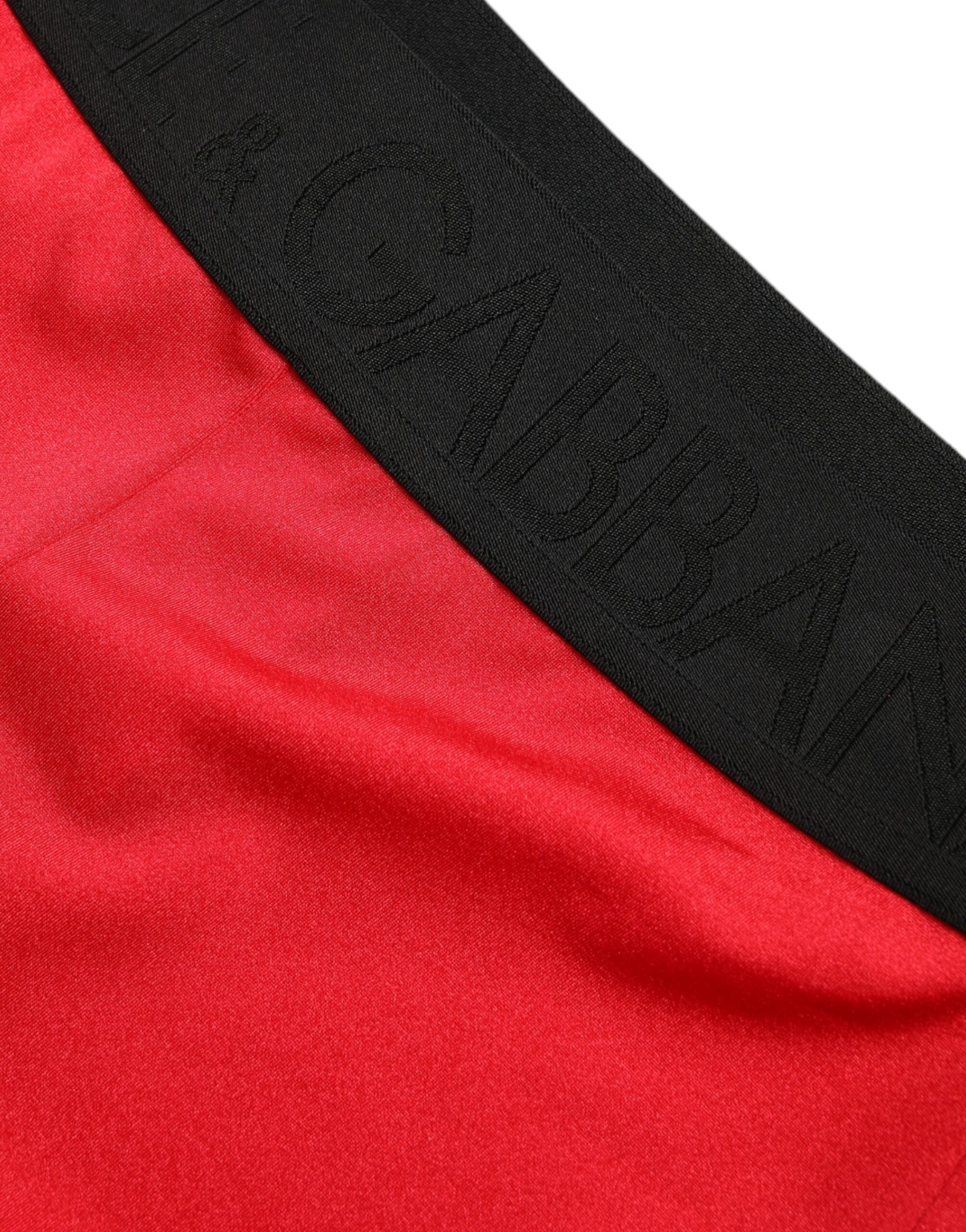 Dolce & Gabbana Red Nylon DG Logo Slim Leggings Pants-4