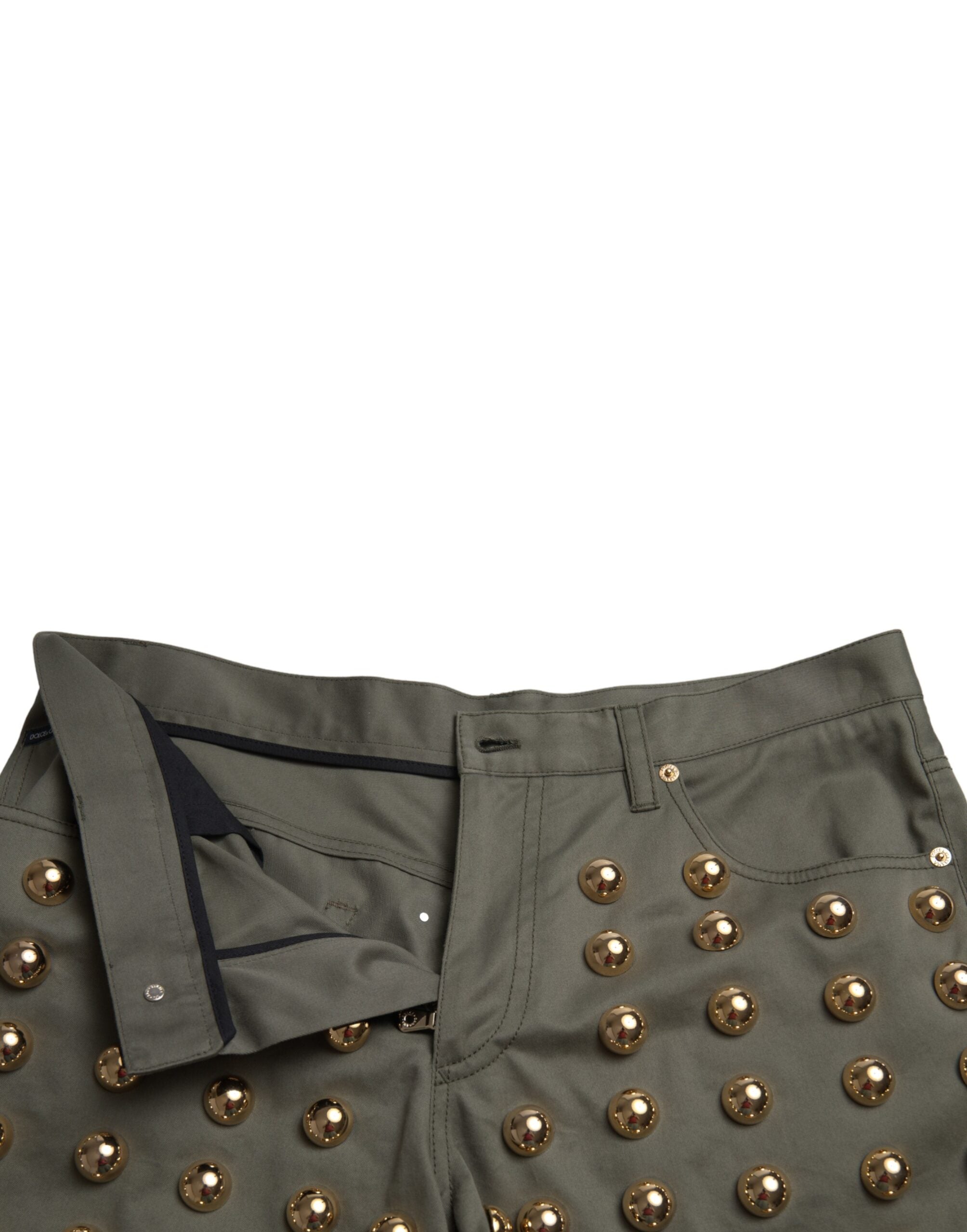 Dolce & Gabbana Grüne verschönerte Baumwolle mit hoher Taille Hot Pants Shorts-6