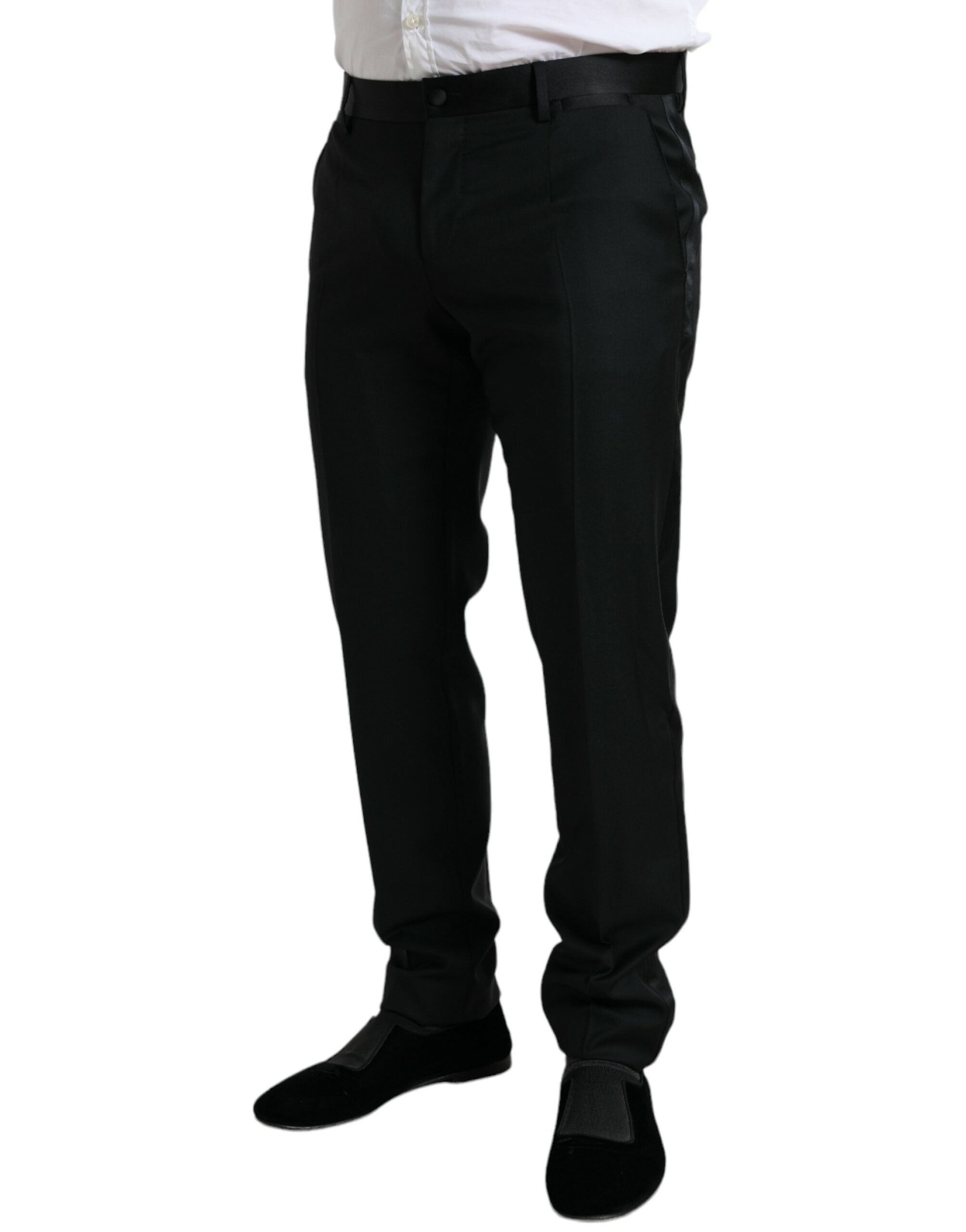Dolce & Gabbana Black Wool Slim Fit Formal Trousers Dress Pants-2