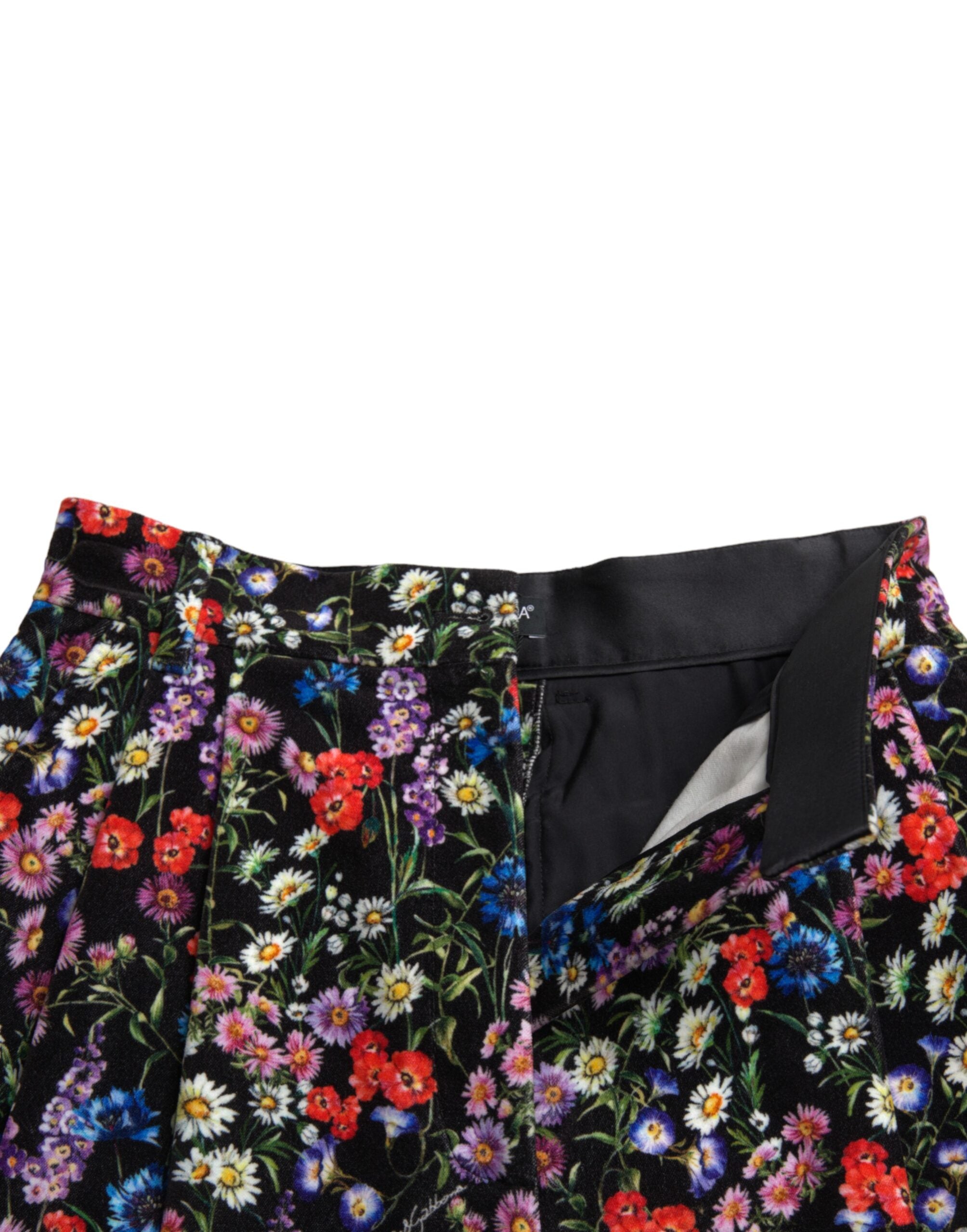 Dolce & Gabbana Black Floral High-Waisted Hotpants Shorts-5