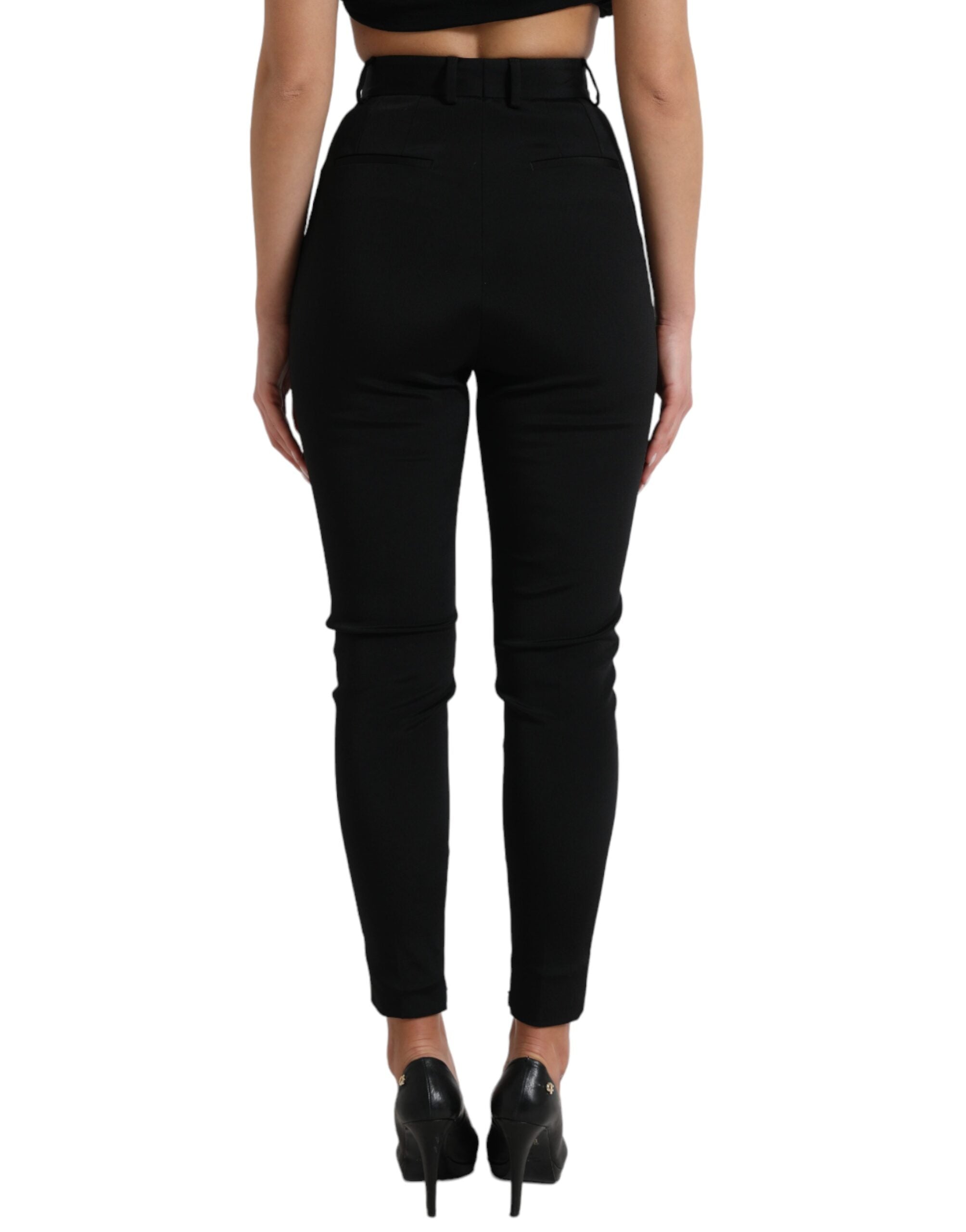 Dolce & Gabbana Black Wool Stretch High-Waisted Skinny Trousers-3