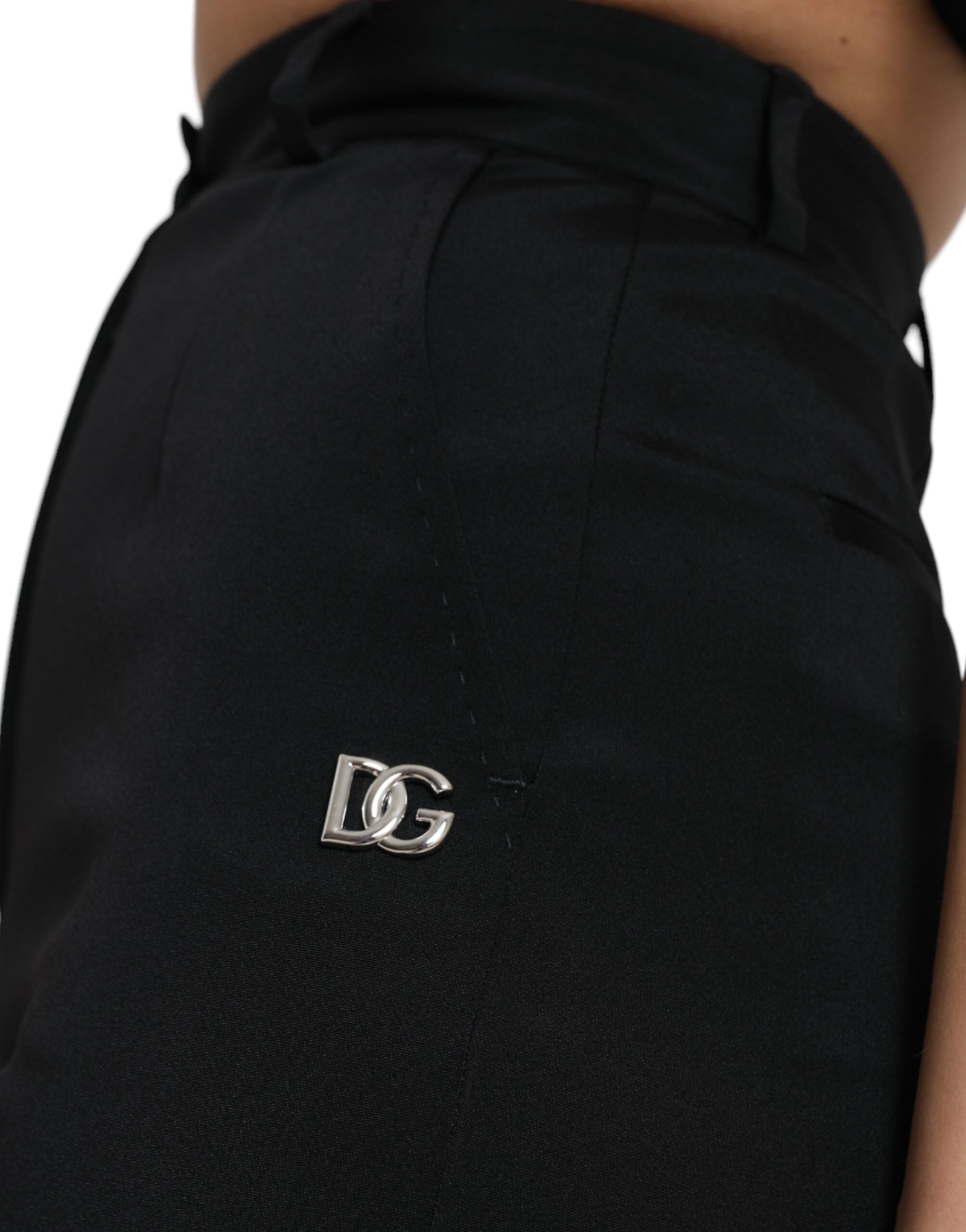 Dolce & Gabbana Black Wool Stretch High-Waisted Skinny Trousers-4