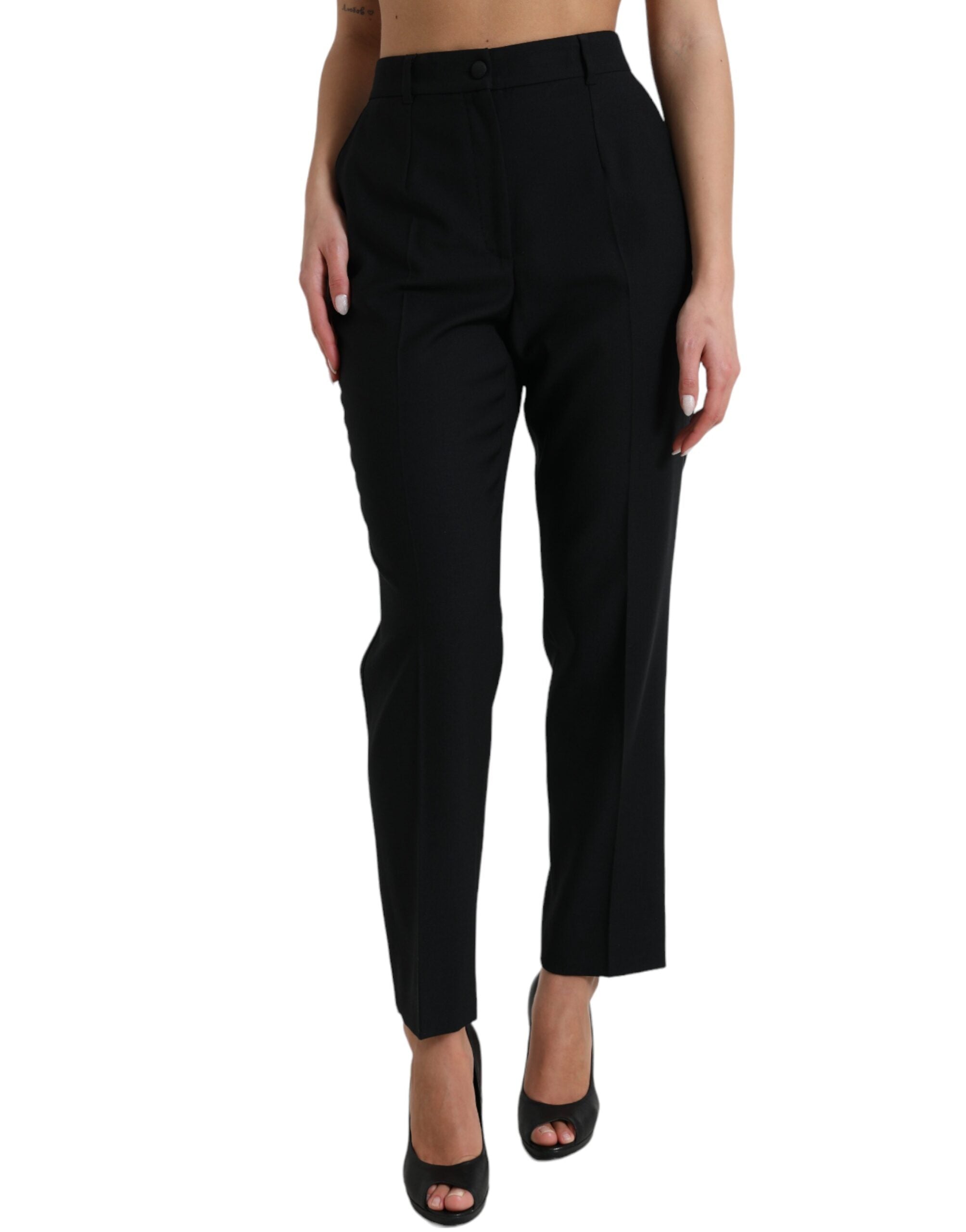 Dolce & Gabbana straight high-waisted trousers in black wool-1