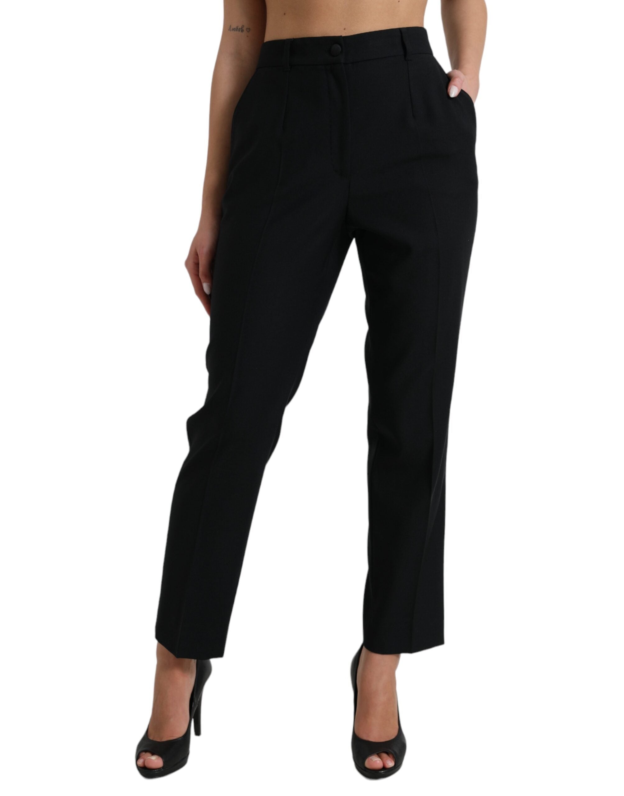 Dolce & Gabbana straight high-waisted trousers in black wool-2