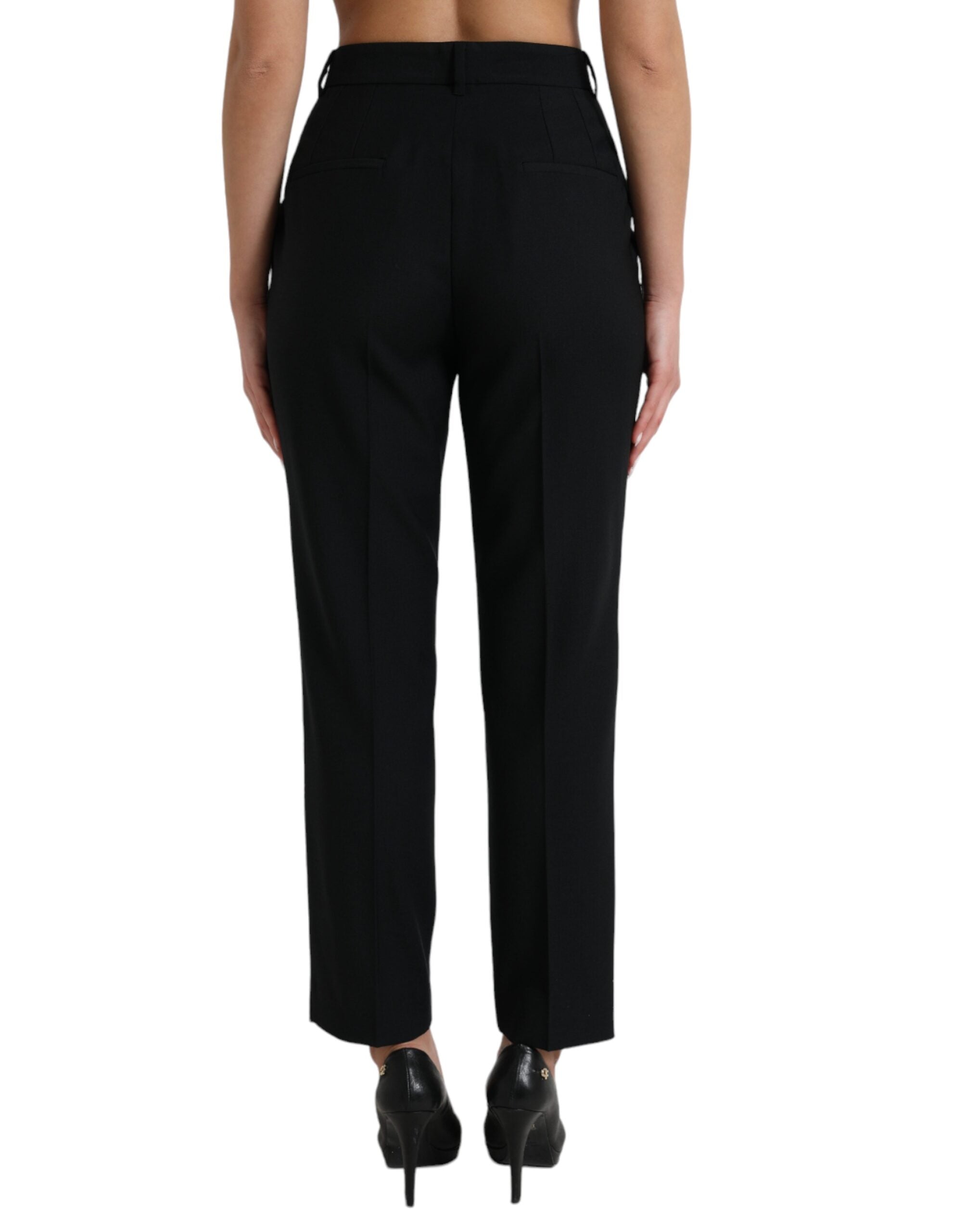 Dolce & Gabbana straight high-waisted trousers in black wool-4